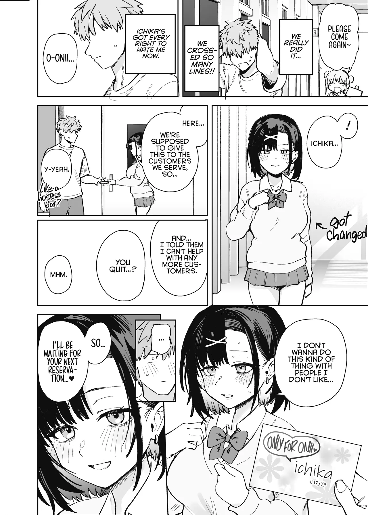 [Solo Shimeji (Bunapi 397 Yen)]2-nen C-gumi Gakuen Oppabu no Cast ni Imouto ga Ita | My Little Sister Was a Hostess at Class 2-C's School Festival Boobs Bar[English] [Digital] Page 42