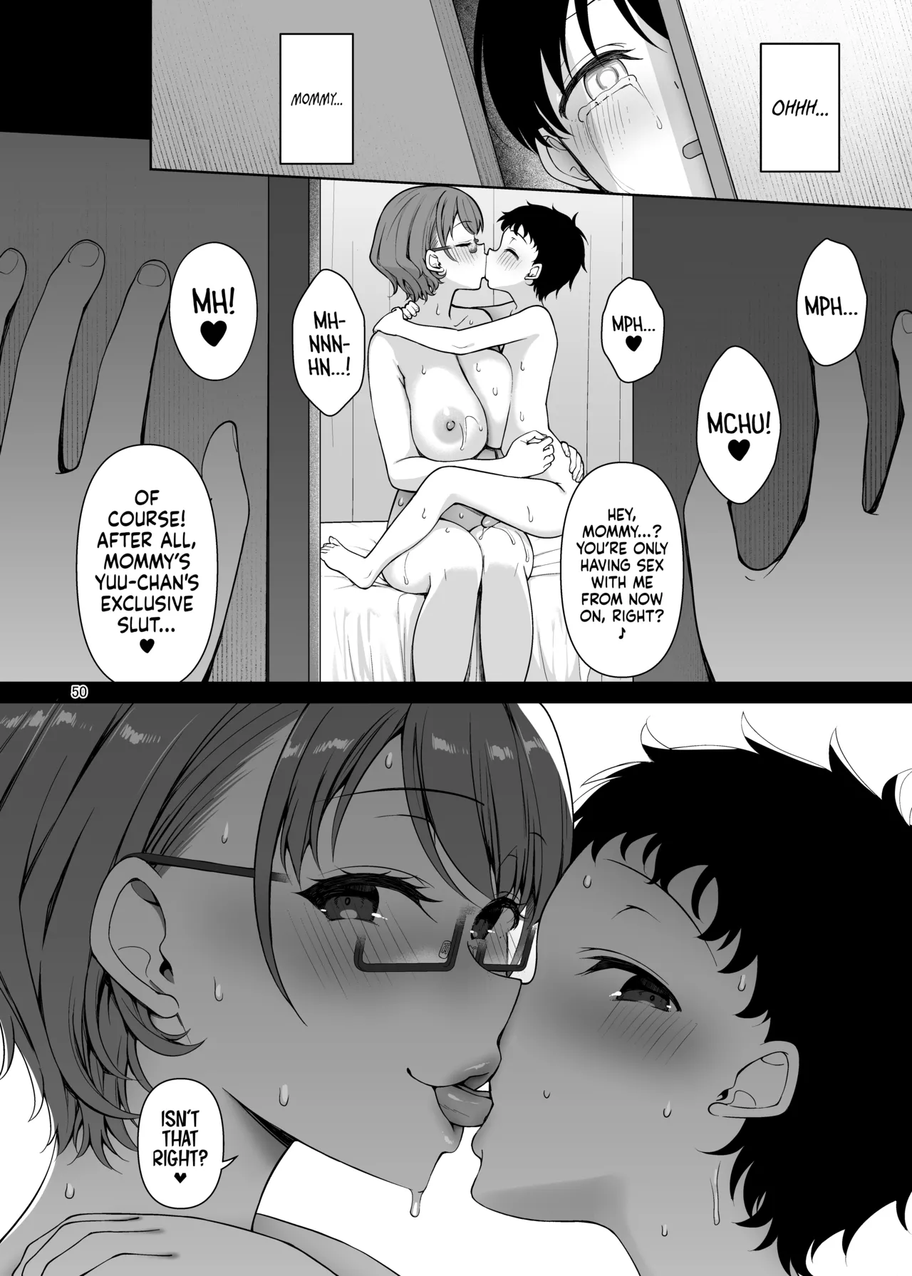 [Akapenguin (Asahina Hikage)]Boku no Mama wa Otouto no Mae de dake Dosukebe ni Naru｜My Mom Turns Into a Slut for My Little Brother, and Him Alone[English] [Sloppy Seconds] [Decensored] [Digital] Page 50