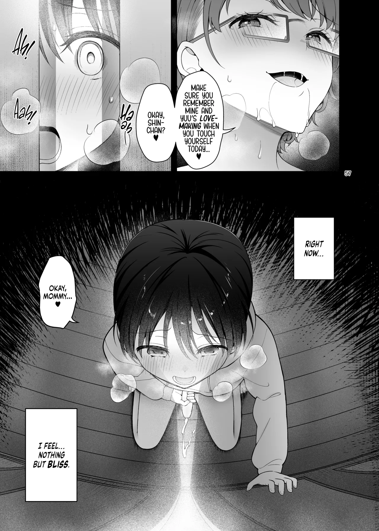 [Akapenguin (Asahina Hikage)]Boku no Mama wa Otouto no Mae de dake Dosukebe ni Naru｜My Mom Turns Into a Slut for My Little Brother, and Him Alone[English] [Sloppy Seconds] [Decensored] [Digital] Page 57
