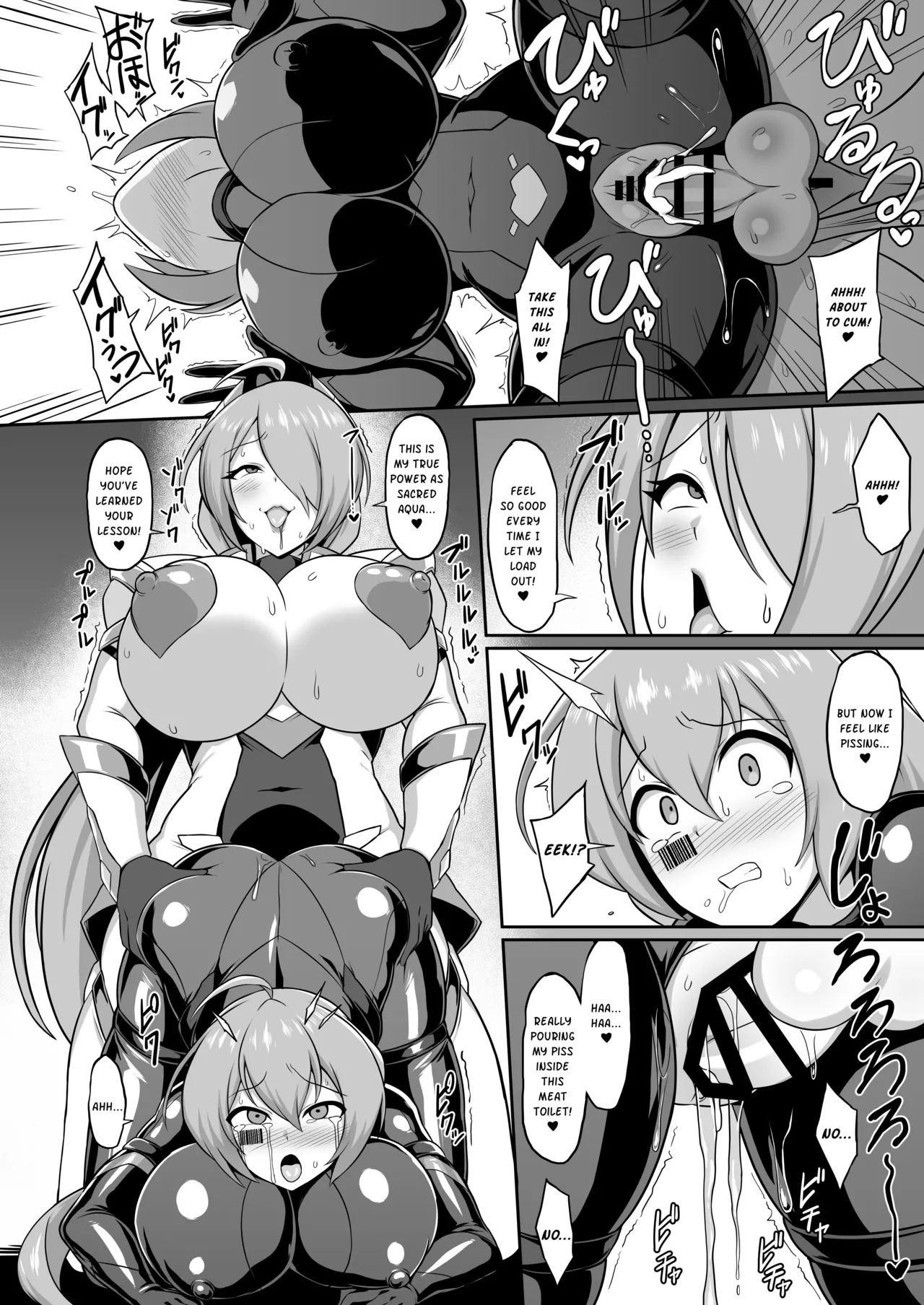 [Ikameshi Shokudou (Ikameshi)]Seisou Kouki Sacred Flare & Aqua -Buzama Sentouin-ka Songen Hakai Keikaku | Sacred Flare & Aqua - The Plan to Degrade Combatants and Destroy Their Dignity[English] Page 36