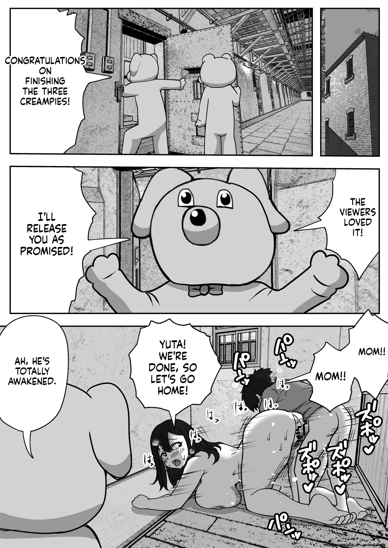 [Resoman Manga Koubou]Oyako Nakadashi desugemu | Parent-Child Creampie Death Game[English MTL] Page 44