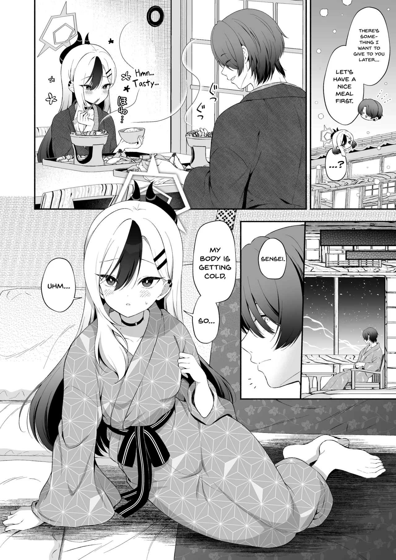 [Pandagaippiki. (Komi Zumiko)]Onsen Kayoko to Amatoro Ecchi + Kayoko to Sensei ga Onamiseshiau Ohanashi(Blue Archive) [English] [SDTLs] [Digital] Page 4