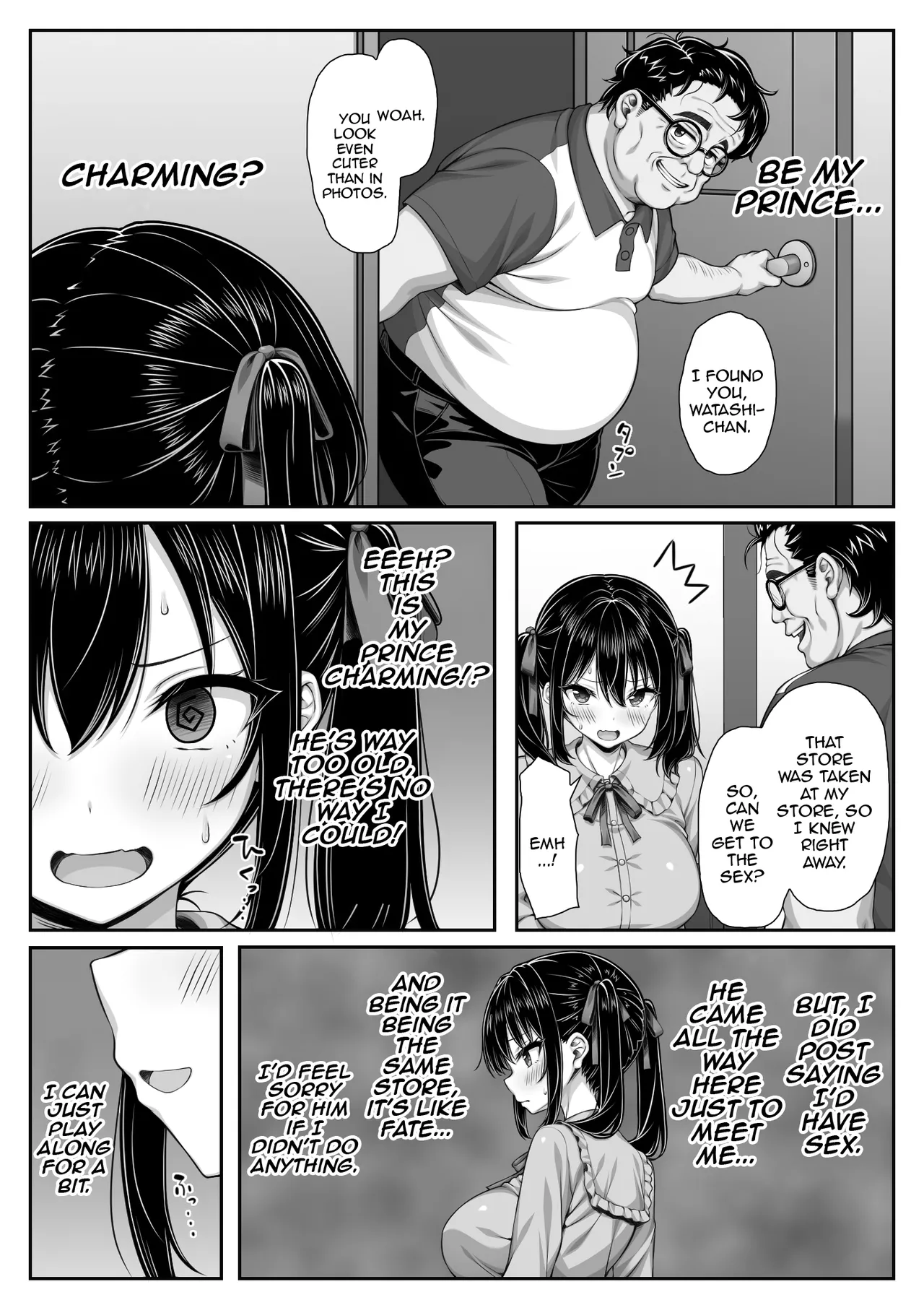 [Mimizu Thousand (Kuroneko Lamp)]Sekai Ichi Kawaii Watashi-chan no Unmei no Hito wa Zetsurin Dekachin Oji-san | I'm The World's Cutest Girl And My Destined Partner Is A Peerless Old Man With A Huge Dick[English] {Doujins.com} Page 4