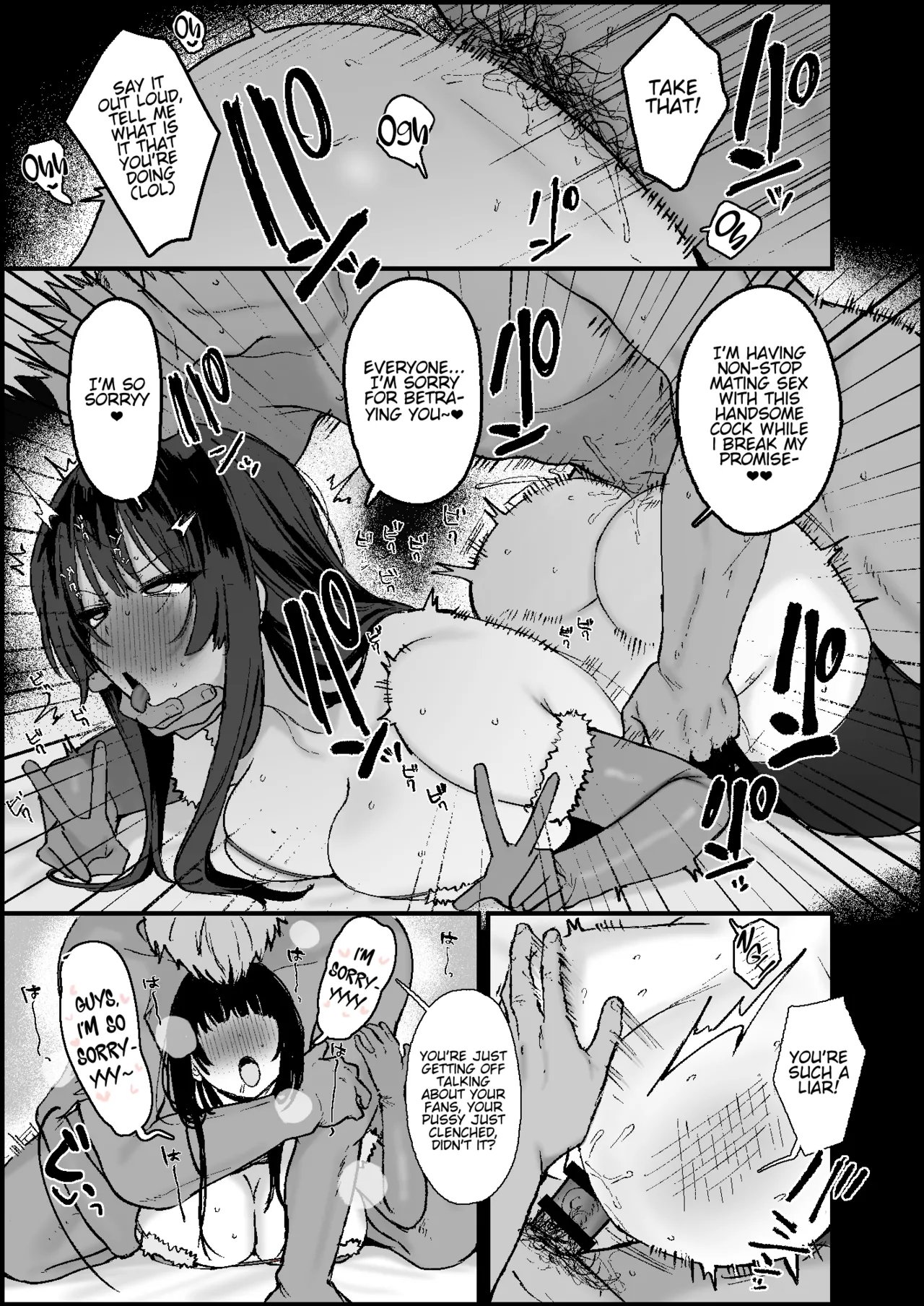 [Kawasaki]Jakusha Dansei kara Kane o Makiageteiru Mojo Eigyou Haishinsha, Christmas wa Haishin o Suppokashite Kyousha no Osu no Sefri-kun to Nettori Dosukebe Ecchi | Single woman streamer that scams people off their money having hot steamy sex with her strong-male sex friend after breaking her promise of streaming through Christmas Eve[English] [Digital] Page 4