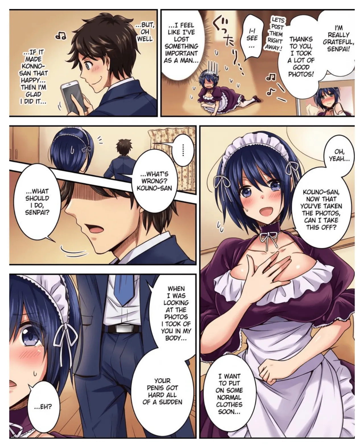 [Amuai Okashi Seisakusho (Matsuzono)]Costume Tengoku ~Shokuba no Kouhai to Irekawatte Kisekae Ningyou ni Sareru Boku~[English] [Full color] Page 12