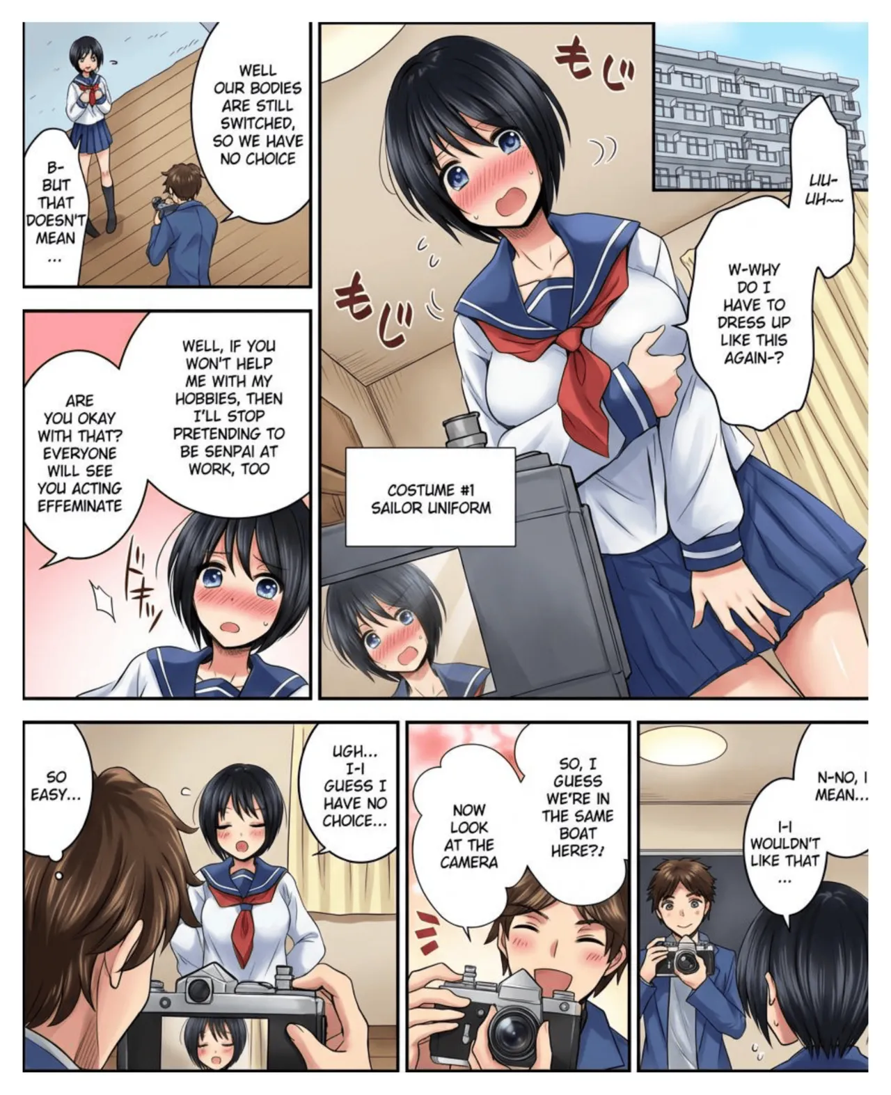 [Amuai Okashi Seisakusho (Matsuzono)]Costume Tengoku ~Shokuba no Kouhai to Irekawatte Kisekae Ningyou ni Sareru Boku~[English] [Full color] Page 13