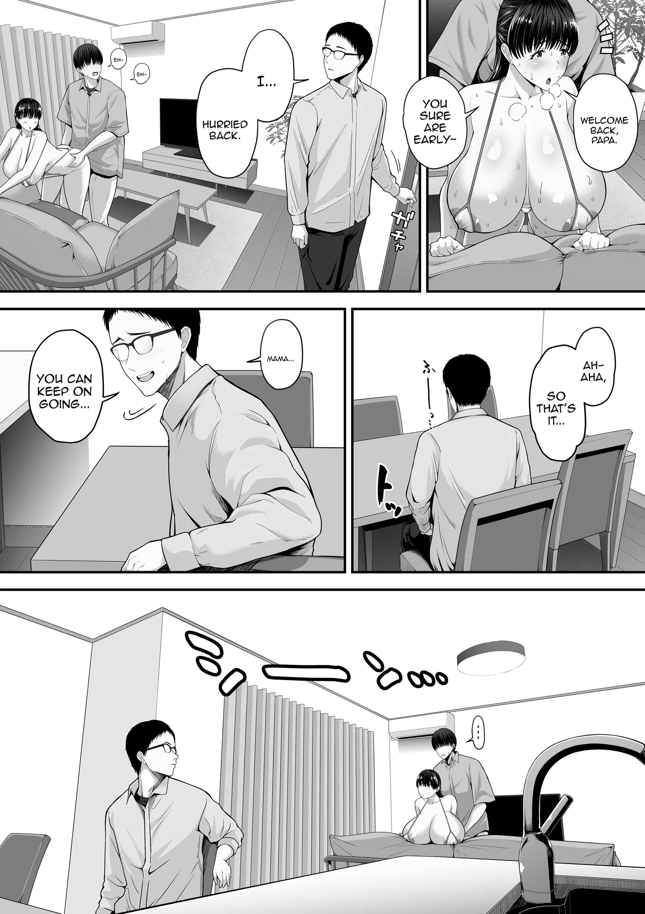 [Mauboumen]Papa Kounin Tanin Chinpo de Meccha iku Mama no Hanashi |  Story About A Mother Who Cums Like Crazy With Stranger's Dicks With Her Husband's Permission[English] {Doujins.com} Page 14