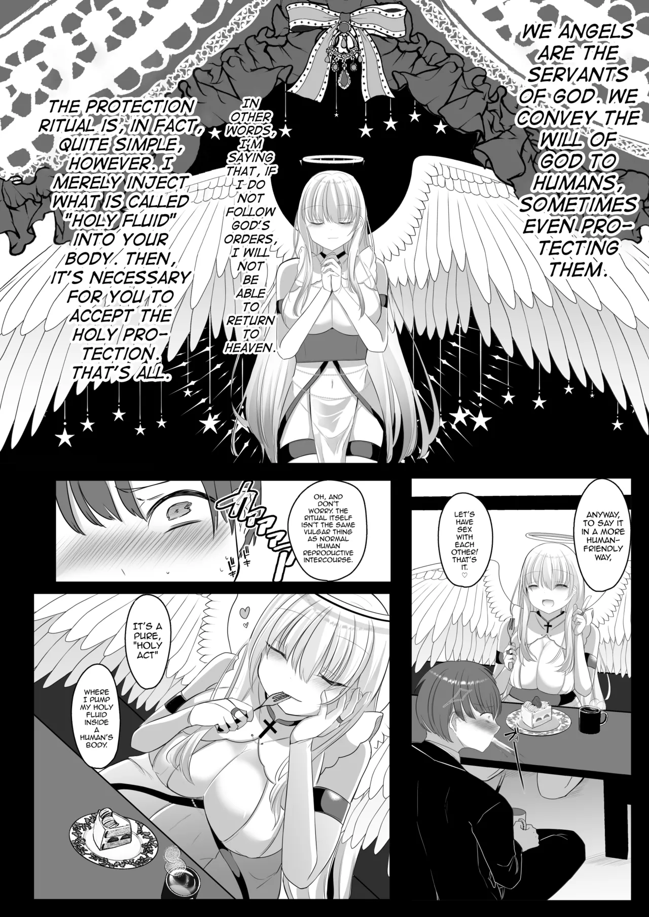 [Kanmi Cat (Miyase Nukko]Futanari Tenshi no Seiya Shugo ~Maigo no Tenshi ni Erabareta Anata wa, Amaku Aragaenai Seinaru Kago o Ukeru~[English] [mysterymeat3] Page 8