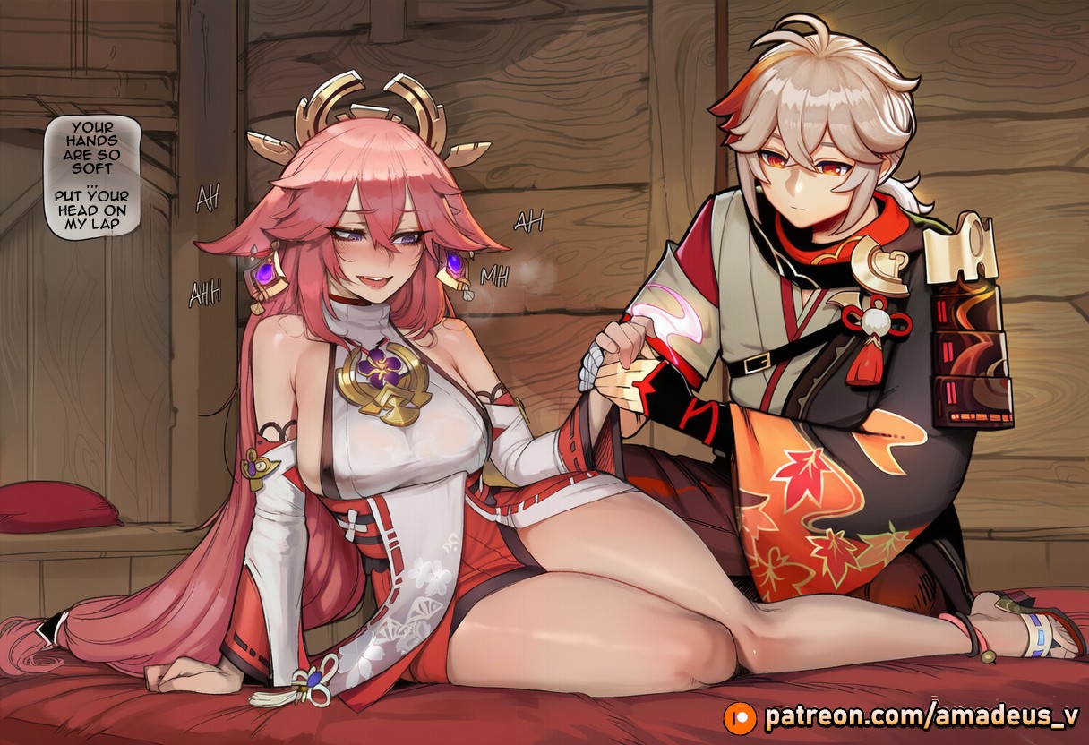 [Amadeus V]The Samurai and the Fox(Kazuha x Raiden Shogun x Yae Miko) [English] [Full Comic - AI Generated] Page 3