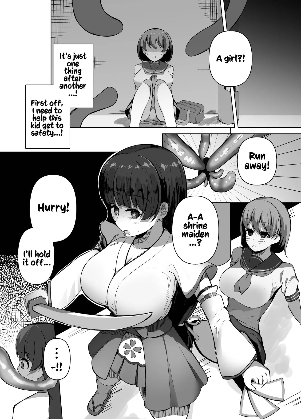 [Round Trip (Yorigo Nomi)]Kamikakushi -Shokushu no Kaii ni Haiboku Suru Futanari no Miko-[English] [Kusanuu] Page 3