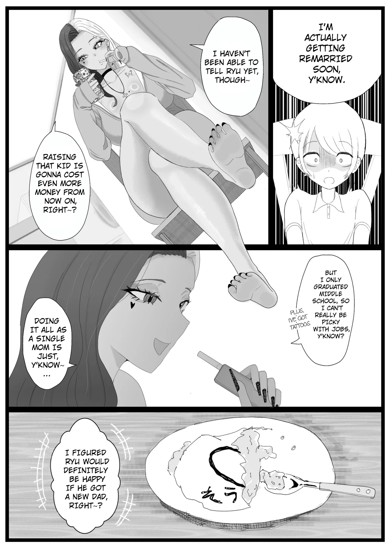 [Echichigoya (Isshiki Kyoushirou)]Tomodachi no Kuro Gal Mama  Netotte Boku no Mono  | The Story of Stealing My Best Friend's Black Gal Mom And Creampieing Her.[English] [Translator Smily Frog] [Digital] Page 10