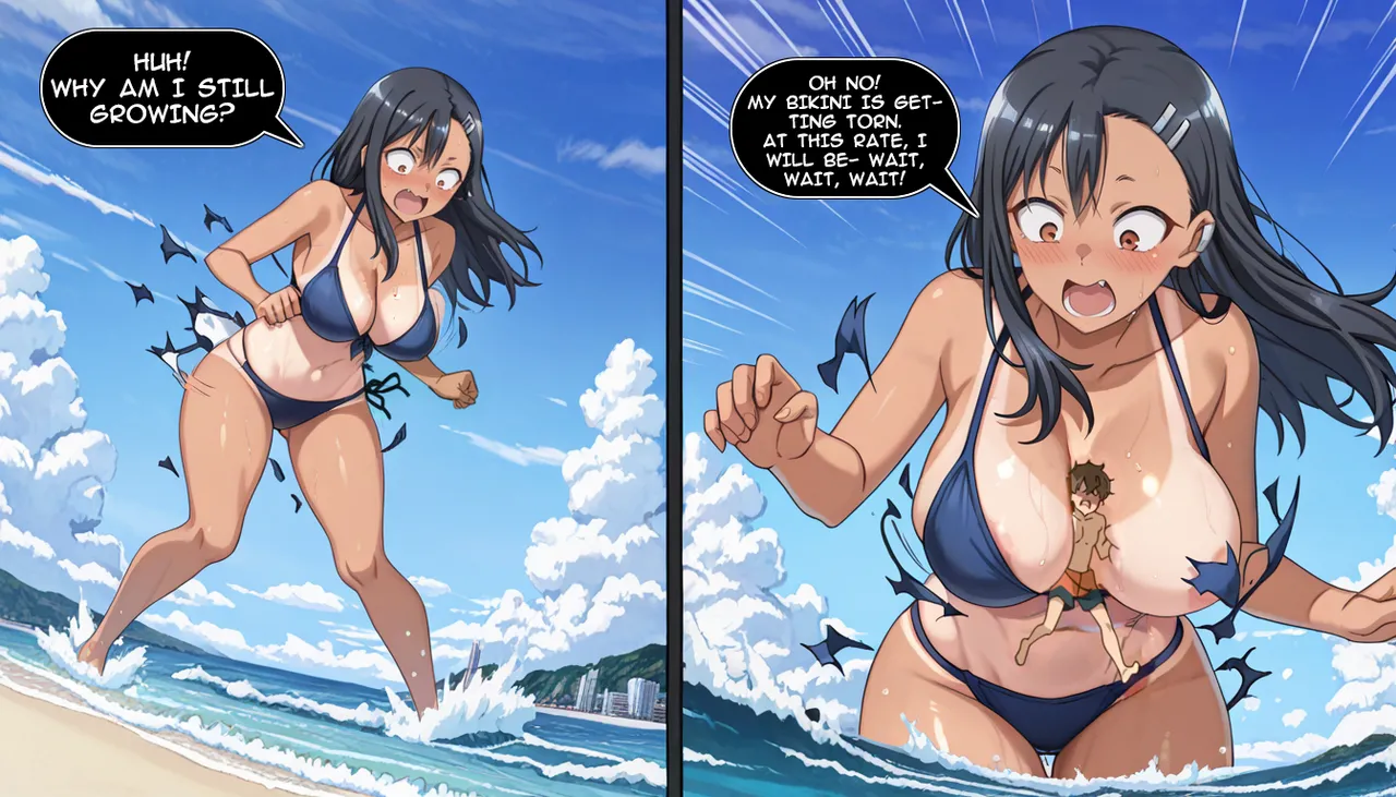 [GTSDimensionJumper]Giantess Comic - Beach Date with Nagatoro Goes Wrong[AI GENERATED] Page 11