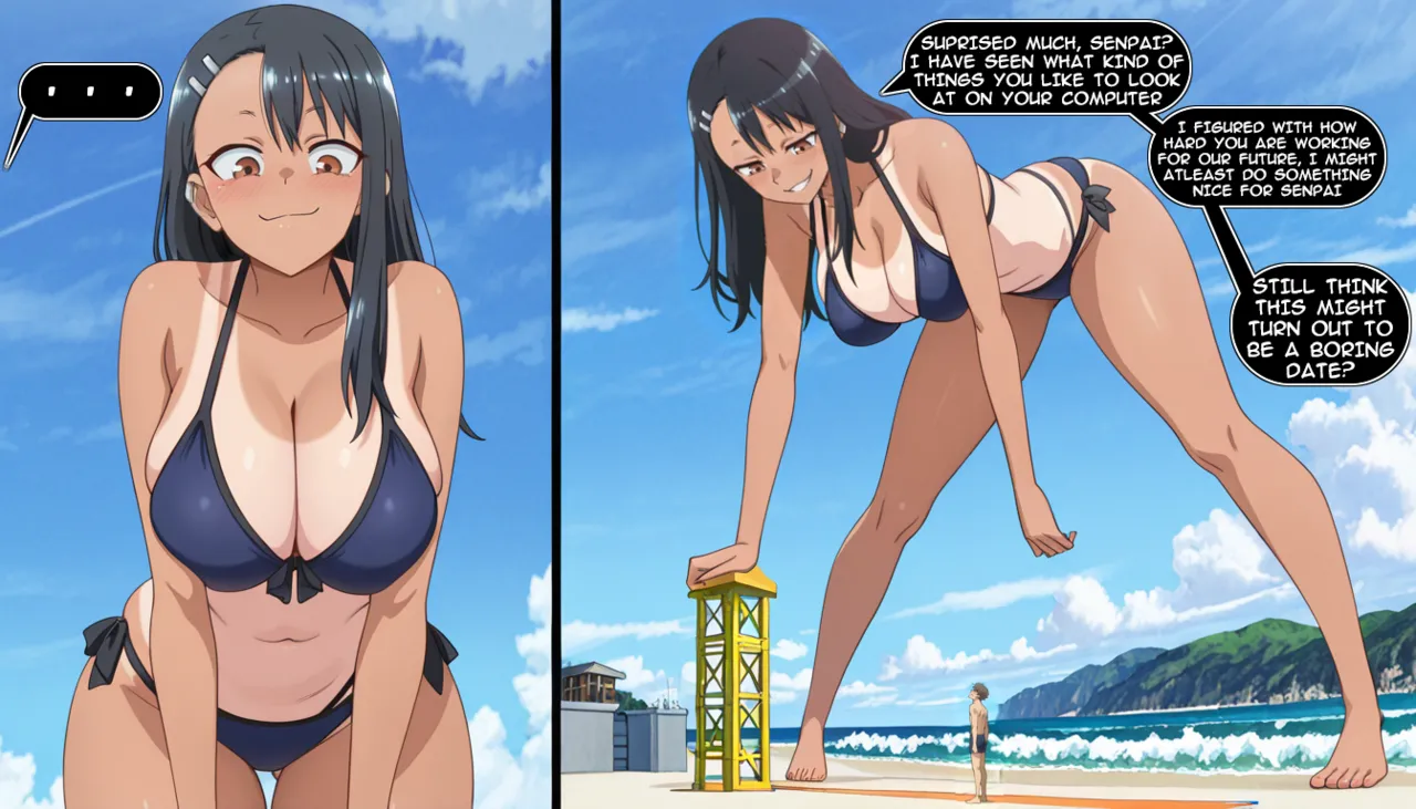 [GTSDimensionJumper]Giantess Comic - Beach Date with Nagatoro Goes Wrong[AI GENERATED] Page 4
