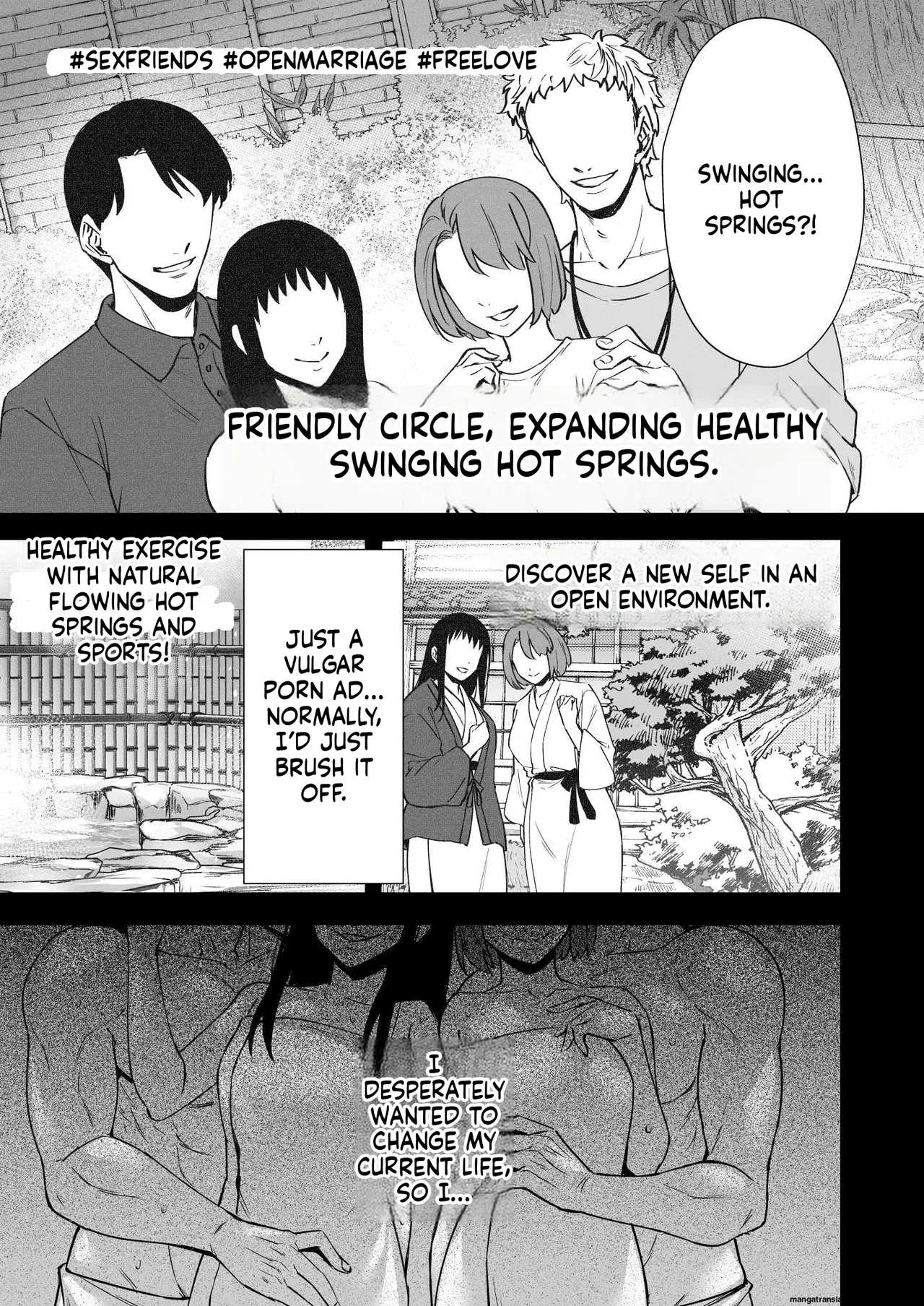 [Himeya (Abe Inori)]Dohamari Suru Hodo Kimochiii! Junpaku Fuufu to Yarichin Couple no Swapping Onsen[MTL] Page 7