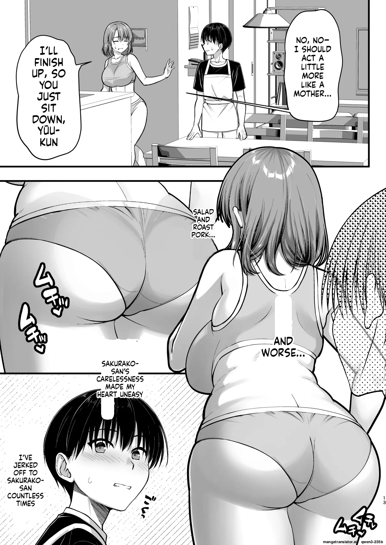 Kon'na Sukebena Karada de Hahaoya wa Muridaro! Muboubi sugiru Haha de Nuki makuru Hibi Remake[MTL] Page 13