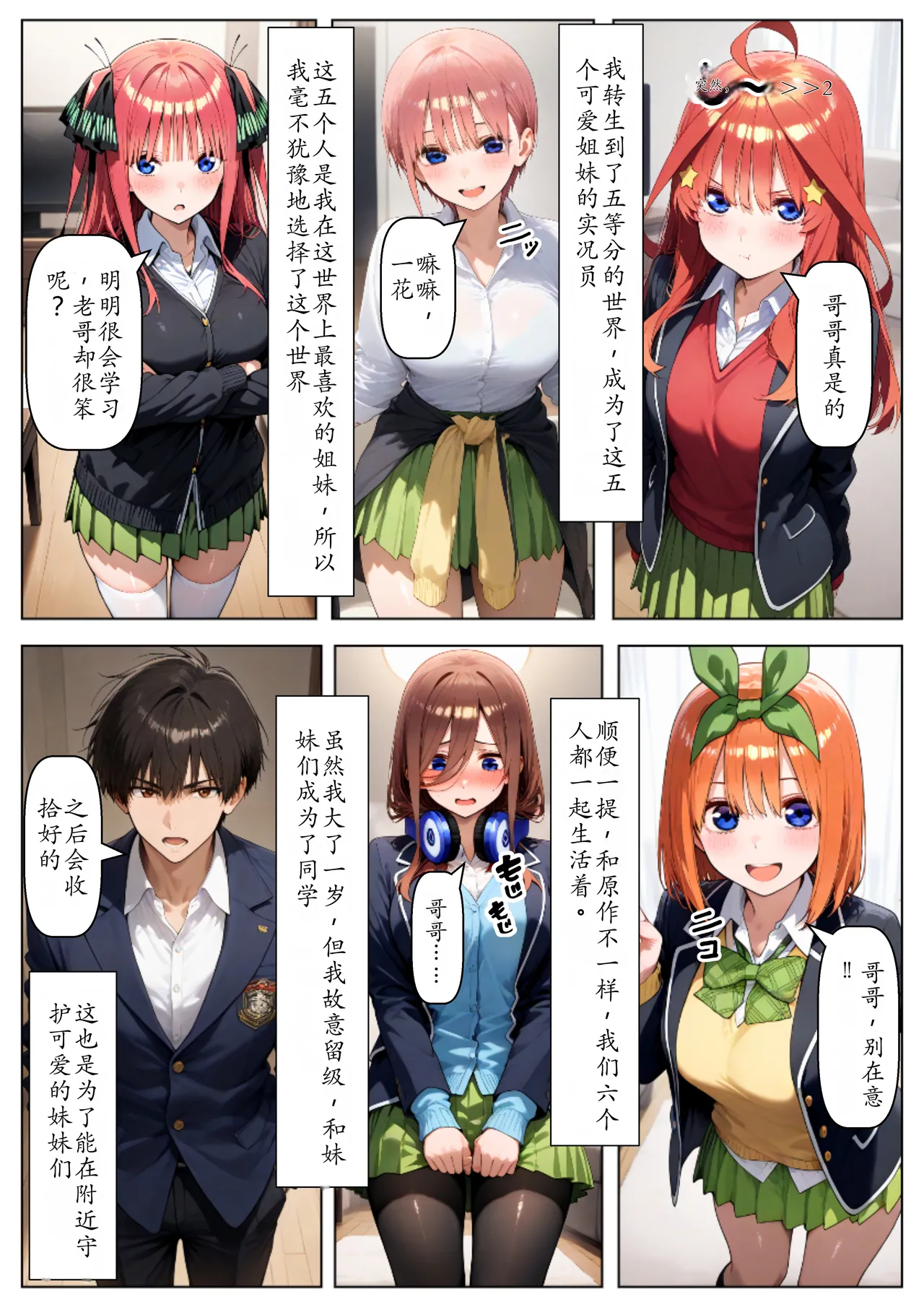セリフ有りCG版【五月編】 俺は大好きな五つ子姉妹のお兄ちゃんになる 〜チート能力《お兄ちゃん転生》で俺は無双する〜[AI Generated] Page 2