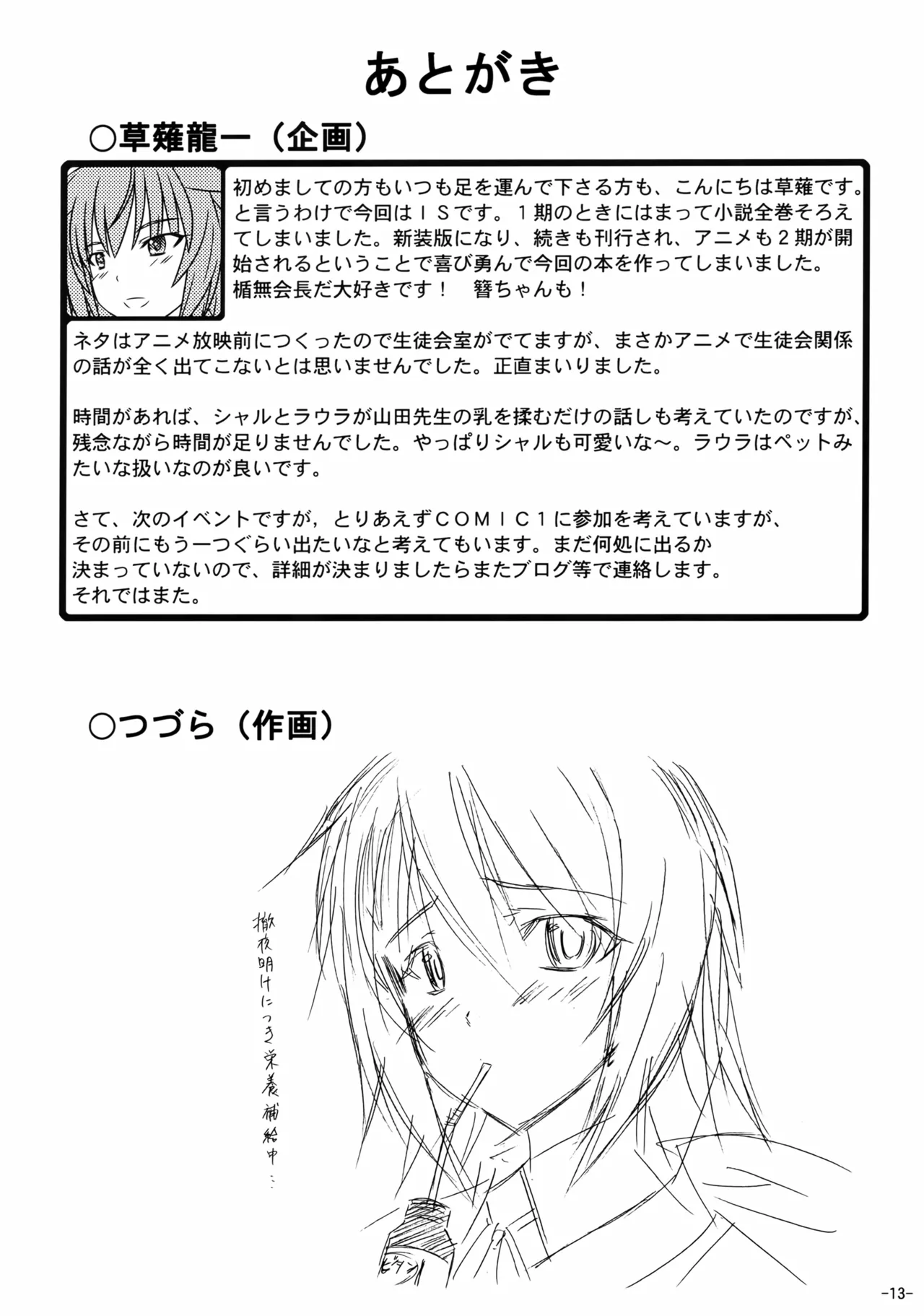 (C85) [Inaridou Shoten (Tsuzura, Kusanagi Ryuuiti)]Incentive Sisters(IS <Infinite Stratos>) Page 12