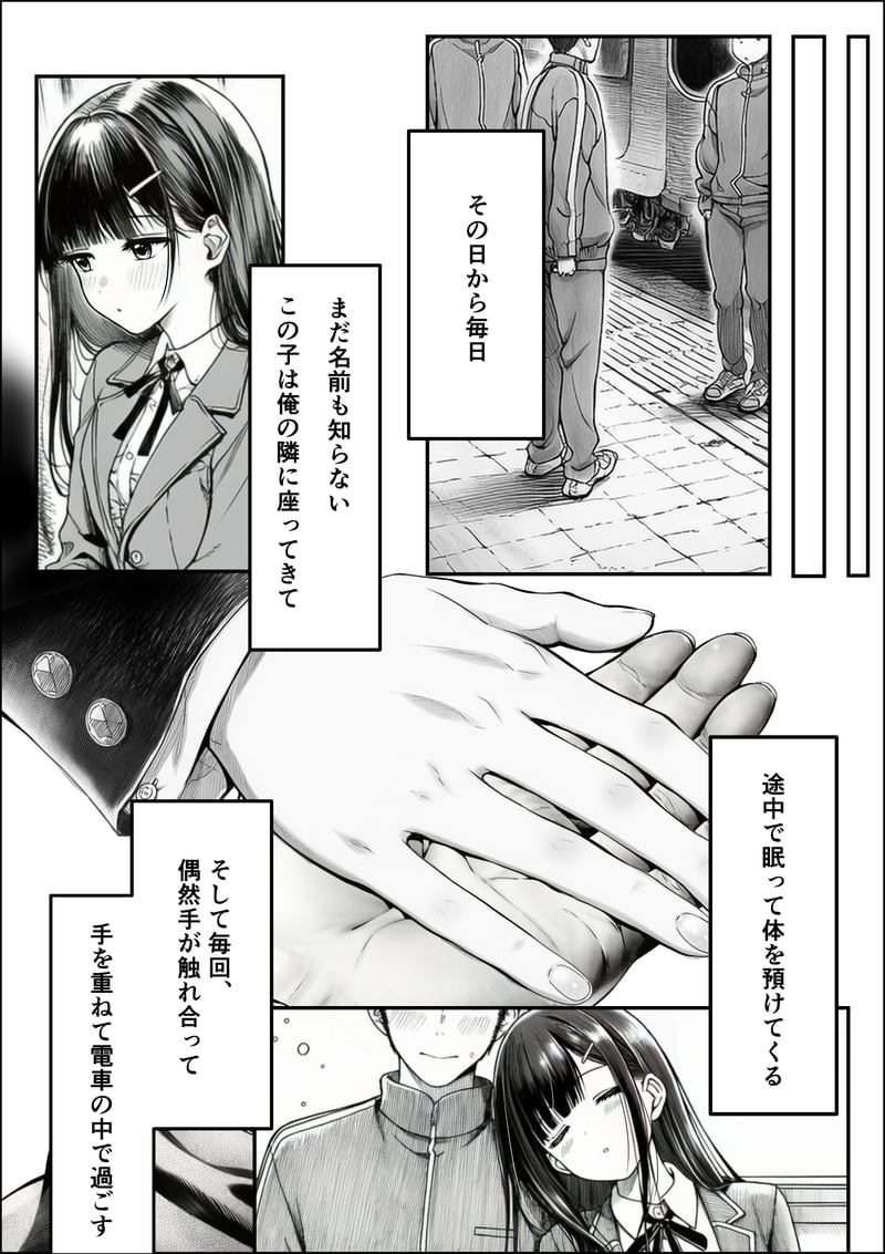 [Yoakubi Shoutai]Densha de Nandomo Kata ni Motarekakatte Kuru Onnanoko to, Kozukuri Sex Shite Shimatta[AI Generated] Page 19