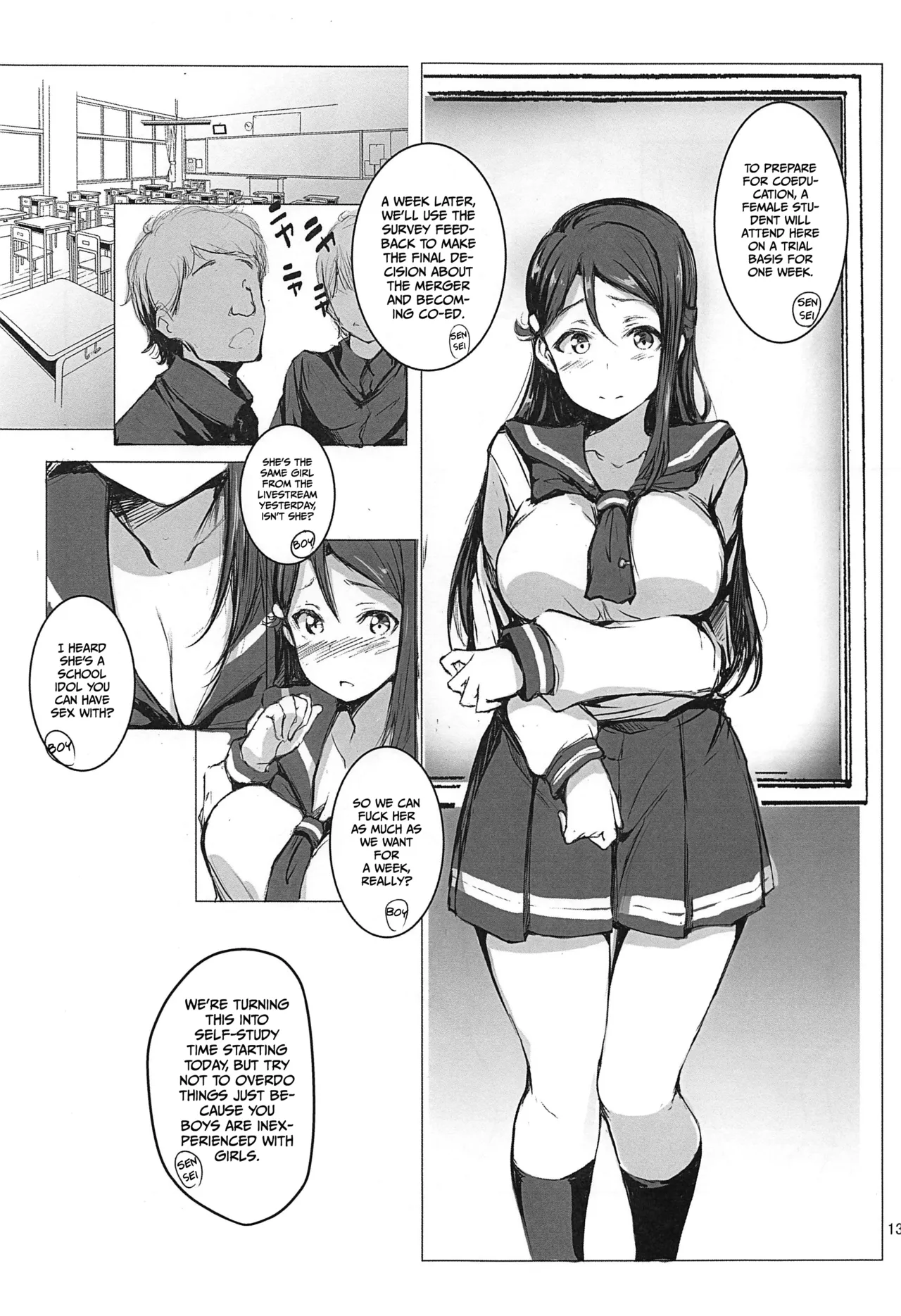 (C97) [Gyoukousyu (Gon., Kurosai)]Riko wa, Dokodemo Kotowari Kirenai! | No matter the situation, Riko just can't say no!(Love Live! Sunshine!!) [English] [Gagak_Ireng] Page 14