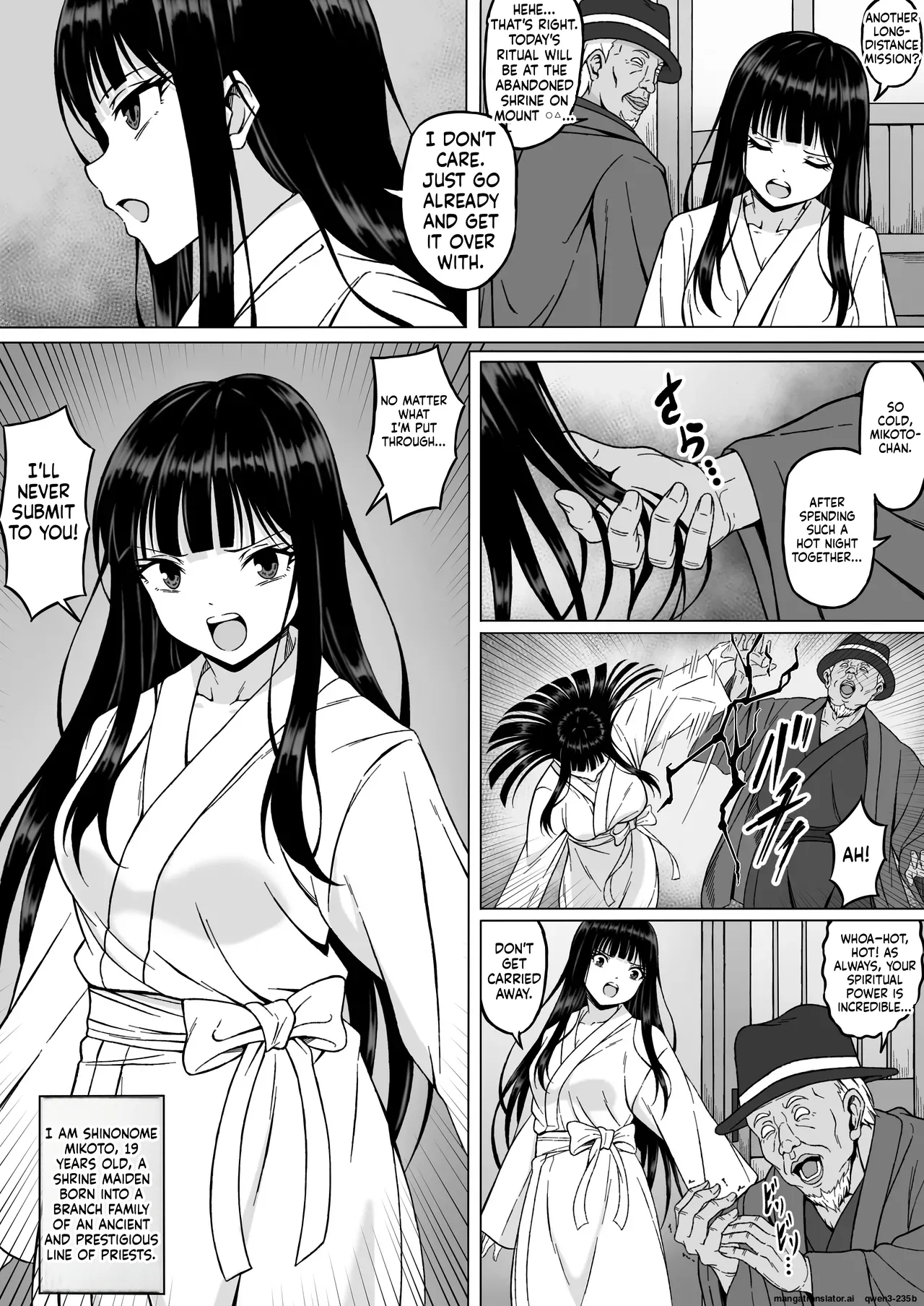 [Sawacream]Reibaishi Mikoto 2 Kairaku ni Zanpai su... Hentai Jijii to no Seikou no Gishiki de Ikikuruwasareru Shoujo no Karada(SCANMTL) Page 4