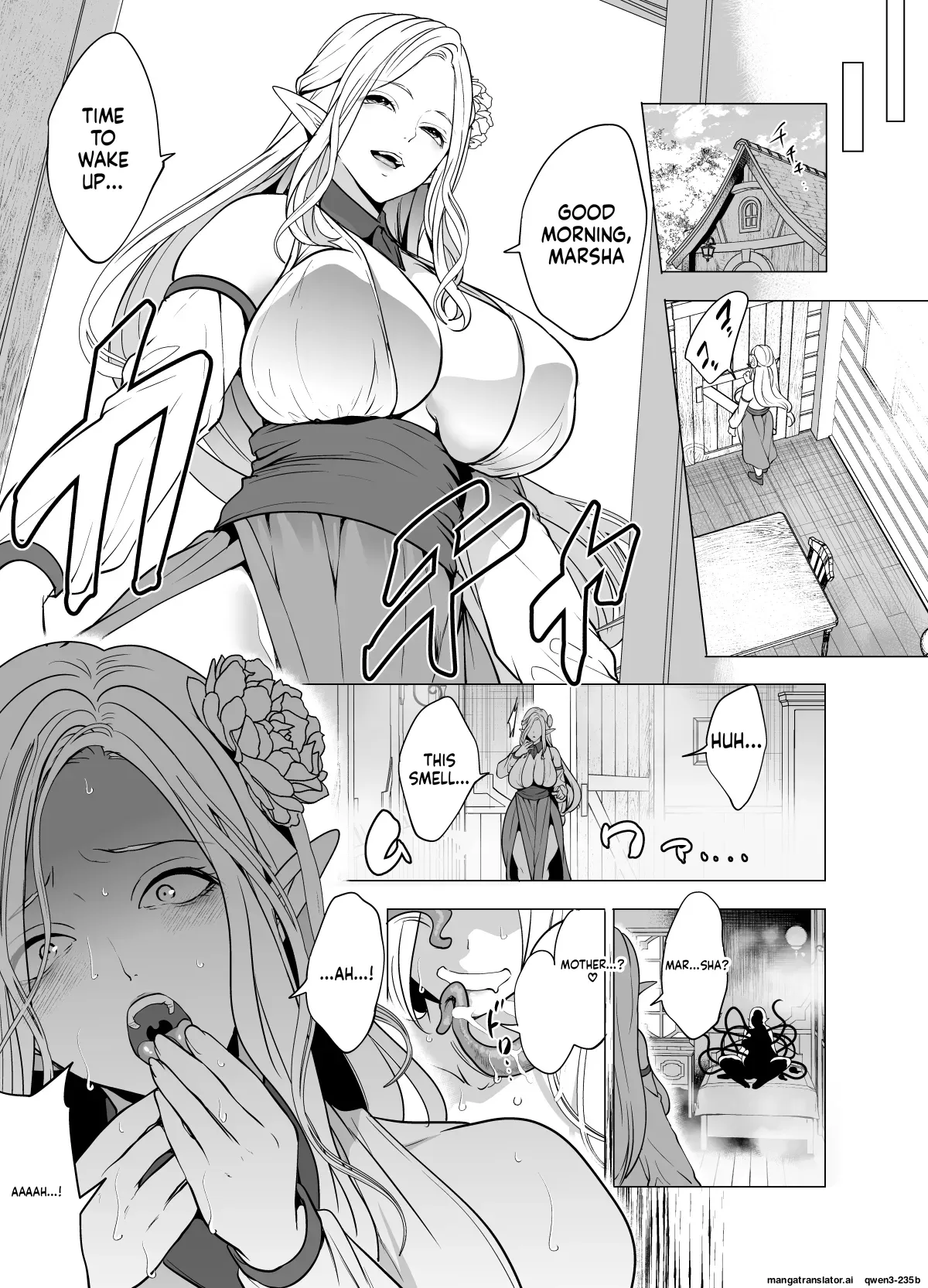 [Miyahara Ayumu]Shokushu to Kankaku Kyouyuu shite Hara nda Elf Oyako no Junan[English] [SCANMTL] Page 36
