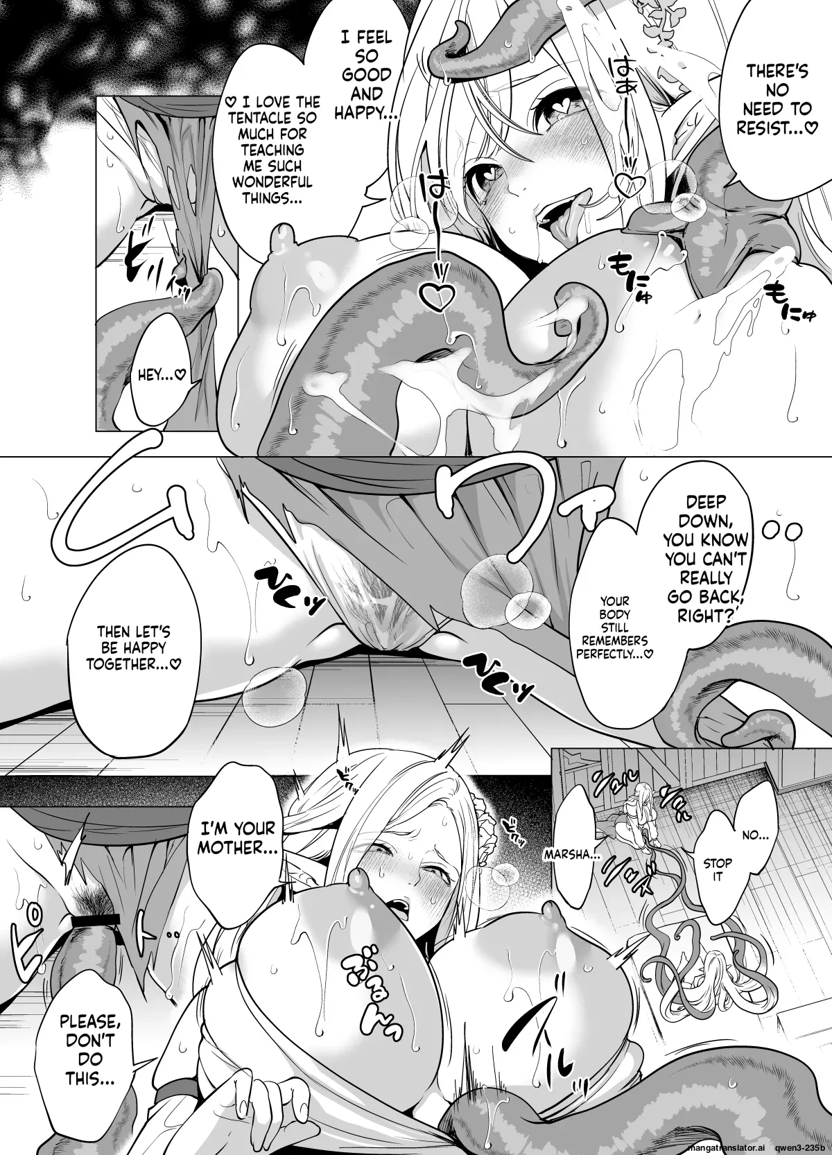 [Miyahara Ayumu]Shokushu to Kankaku Kyouyuu shite Hara nda Elf Oyako no Junan[English] [SCANMTL] Page 41