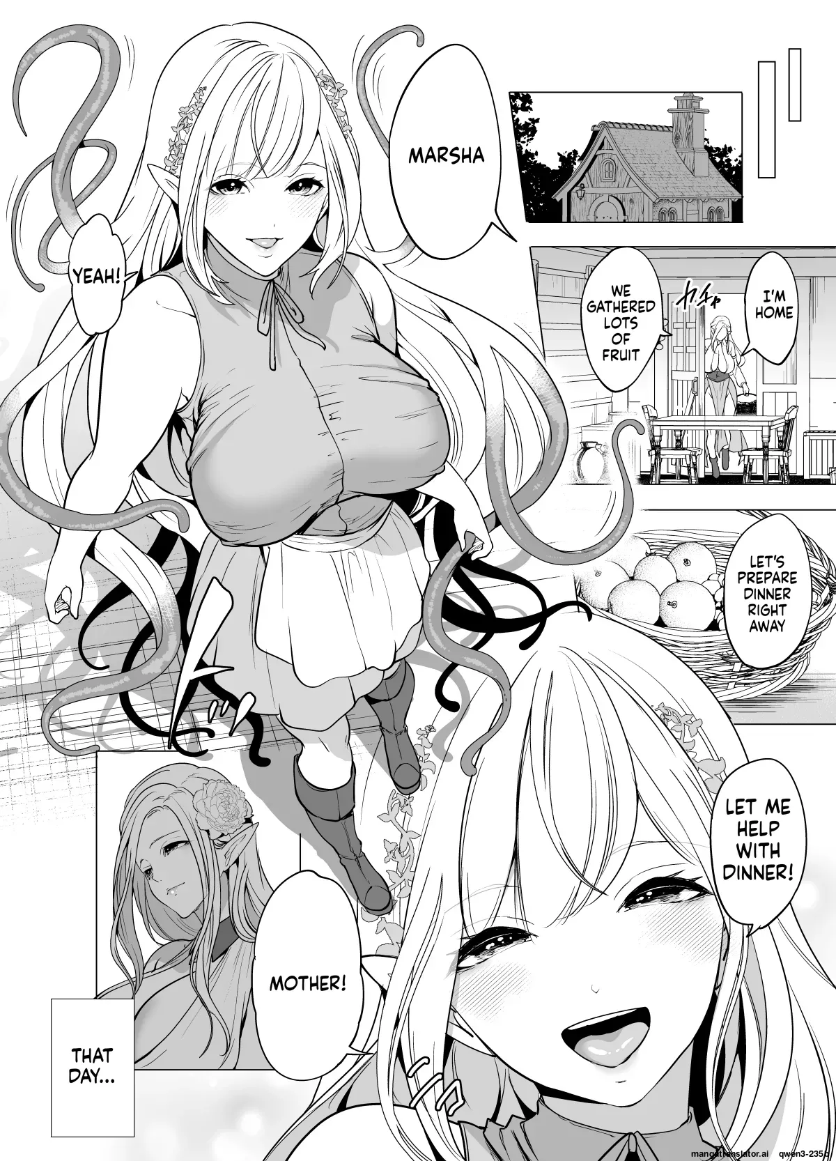 [Miyahara Ayumu]Shokushu to Kankaku Kyouyuu shite Hara nda Elf Oyako no Junan[English] [SCANMTL] Page 5