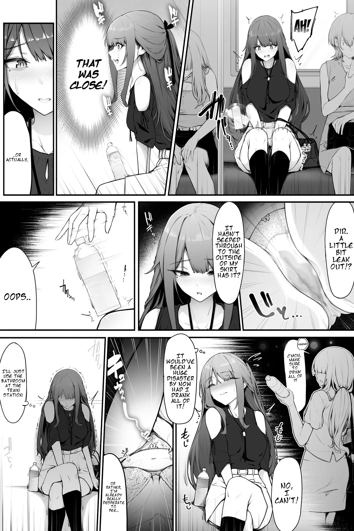 [Cocomachi]A woman who needs to pee but drinks water to help her pee Page 2