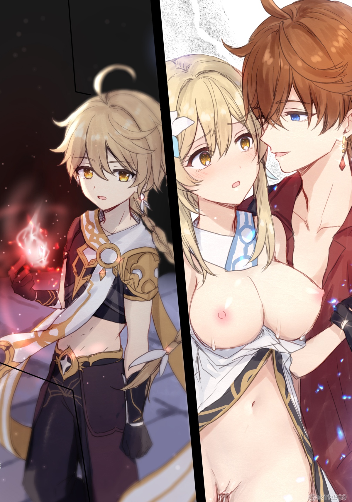 [Akitsuki Ria]Tarutariya ni joushiki kaihen suimin o kakerare, ecchi shoubu shite kureru Hotaru-chan no ecchi manga ③ (Genshin Impact) | 被达达利亚用常识改变催眠，并与其展开H对决的荧色色漫画[Chinese] [倫倫倫个人汉化] Page 29