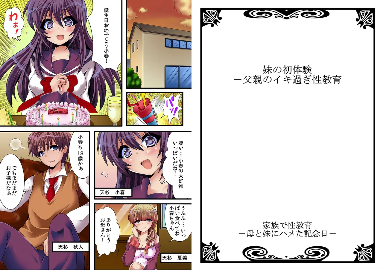 [yamadawaito,uroko]Kazoku de seikyouiku- Haha to imouto ni hame ta kinenbi Page 2