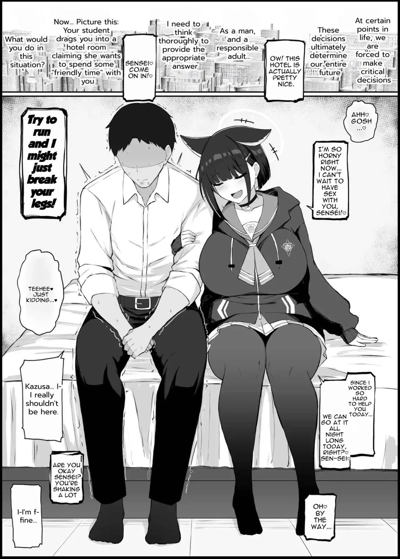 [Dogyaddo Naru Yanke (Naru)]Gaman Dekinaku natta Mesu ni Kateru Wake nai desho | Sensei can't Win Against a Girl At her Limit(Blue Archive) [English] [Digital] Page 2