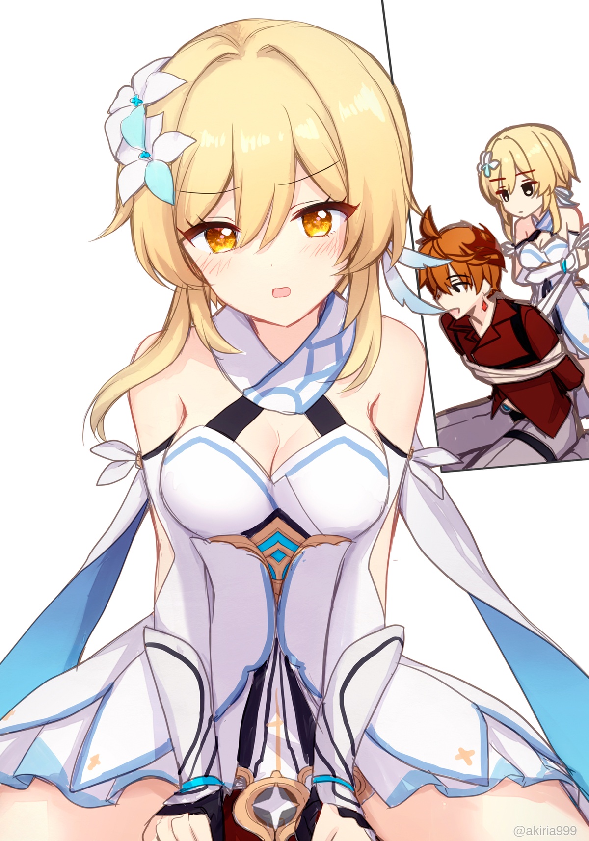 [Akitsuki Ria]Hotaru-chan ga Taru ni ecchi shouri ( ? ) suru rabukome manga (Genshin Impact) | 荧在色色对决中战胜达达利亚（？）的恋爱喜剧漫画[Chinese] [倫倫倫个人汉化] Page 18