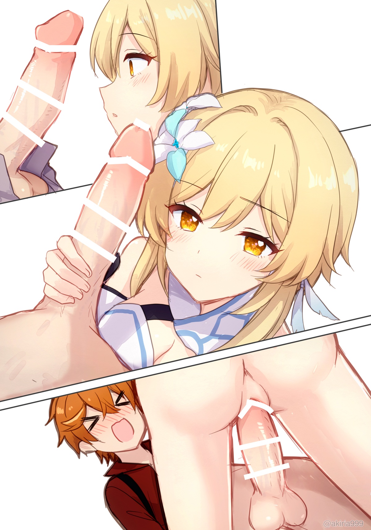 [Akitsuki Ria]Hotaru-chan ga Taru ni ecchi shouri ( ? ) suru rabukome manga (Genshin Impact) | 荧在色色对决中战胜达达利亚（？）的恋爱喜剧漫画[Chinese] [倫倫倫个人汉化] Page 19