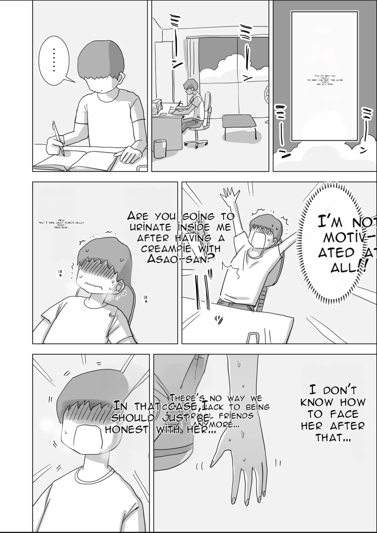 [Hiyashi Makura]Toaru Natsuyasumi no Chitsunai Hounyou Renshuu Nisshi - Boku no Daisuki na Seo-san o Shoubenki toshite Shiyou Shita 28-nichikan | A Certain Summer Vacation: A Diary of Vaginal Urination Training—28 Days of Using My Beloved Seo-san as a Urinal[English] [AI Translated] Page 47
