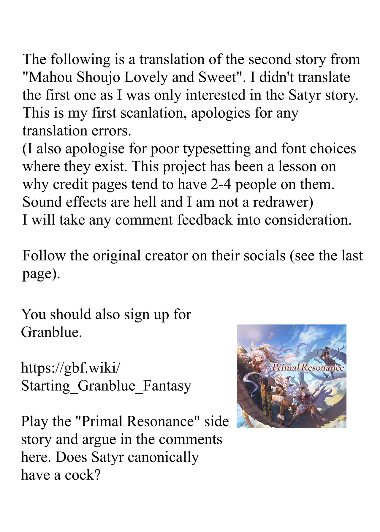 [Show-Taku-Ya! (Syoutaku)]Mahou Shoujo no Lovely and Sweet | Magical Girls Lovely and Sweet[Story 2: Satyr and Medusa] (Granblue Fantasy) [English] [Digital]  [Incomplete] Page 2