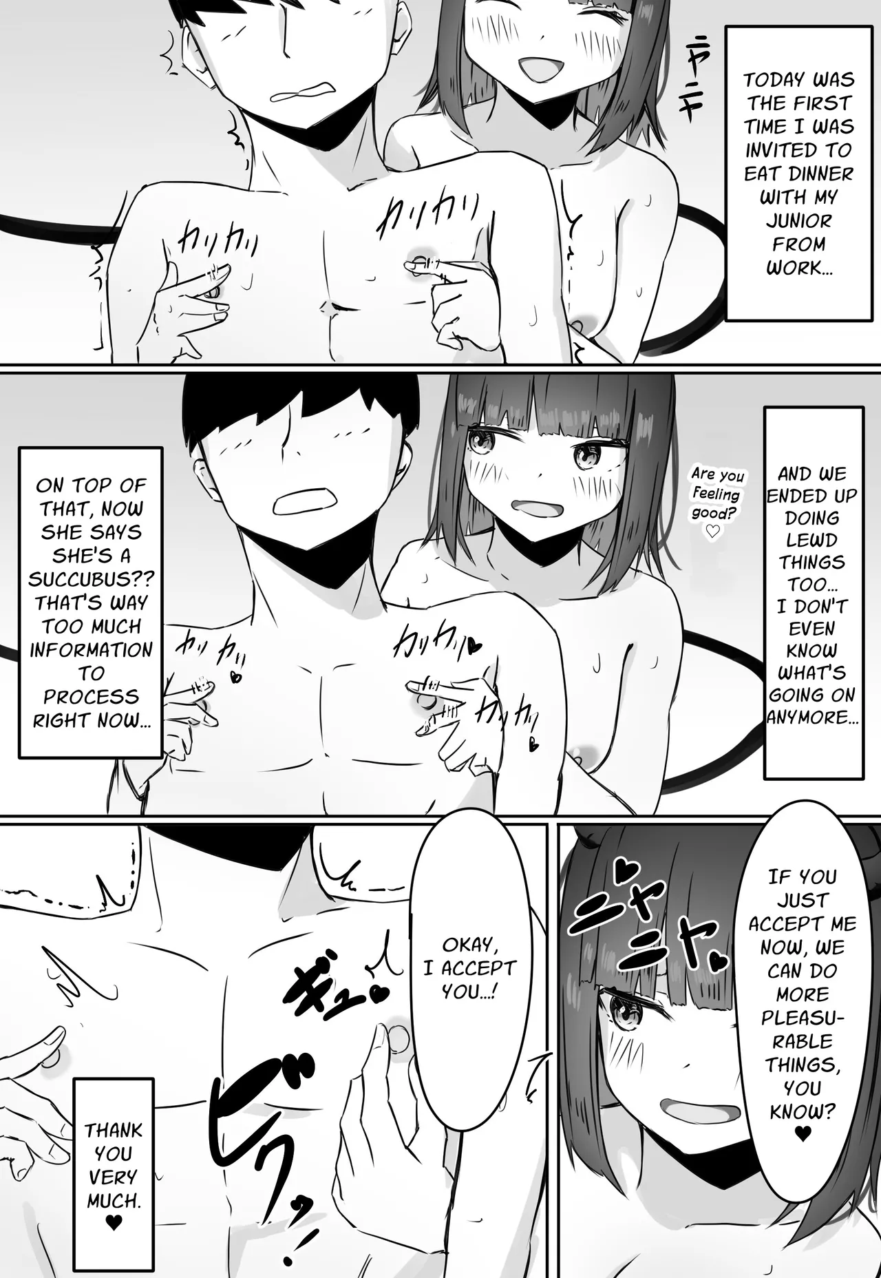[Merukuran (Rakunagaku)]Kouhai Succubus-chan wa Senpai o Jirashitai! | The Succubus At Work Is A Teaser![English] [Nikuchan] Page 27