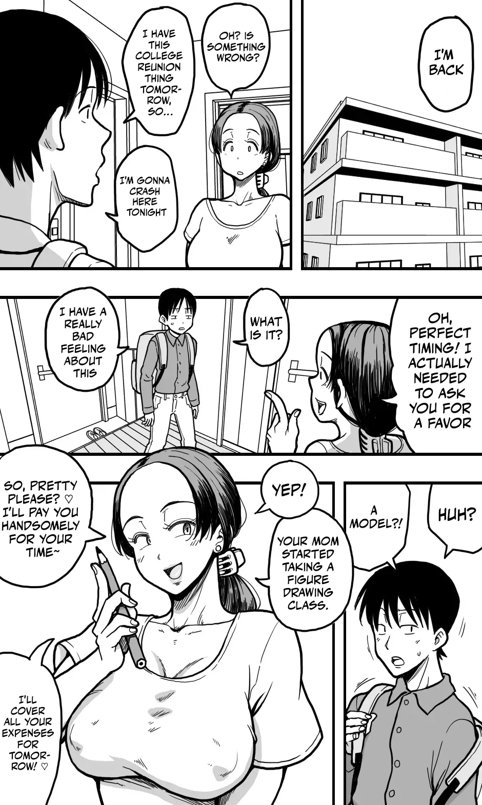 [Polbockle]Kaa-san no Nude Model o Shite Itara, Kaa-san no Panchira Mite Bokki Shite Shimai, Soshite...... | I was acting as a nude model for my mom, but then... I caught a glimpse of her panties, got a boner, and well...[English] [Ghostmilflame] Page 3