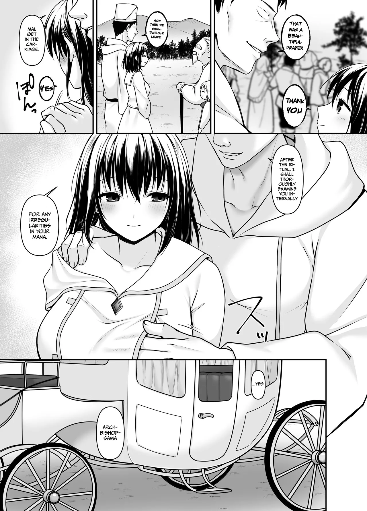 [Seika Kairaku Shoten (Tukimi Haku)]A story about a naive, black-haired Holy Maiden undergoing an intimate virginity inspection by a corrupt bishop[English] [Gagak_Ireng] (rewrite) Page 58