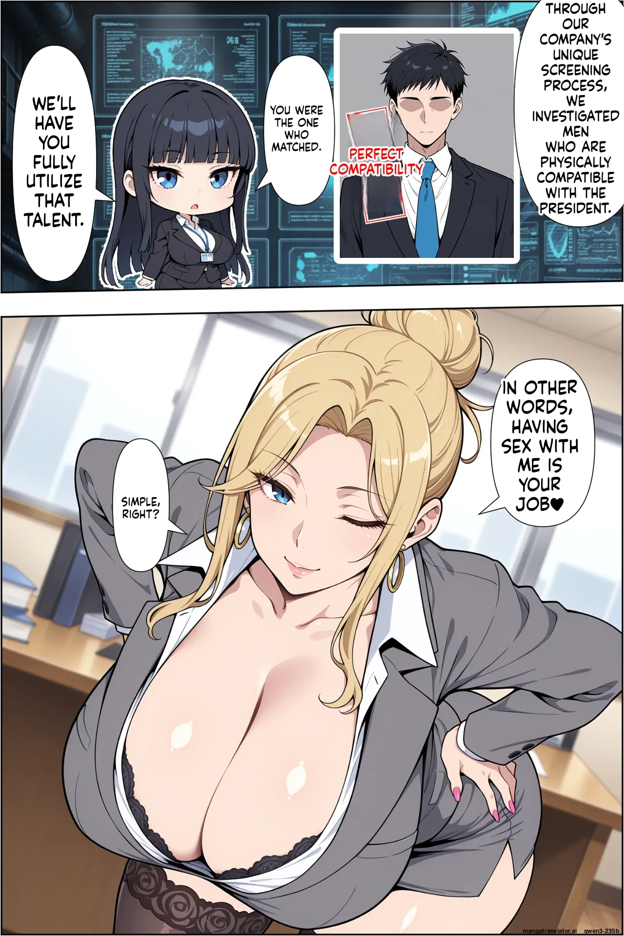 Tenshoku shitara bakunyuu gyaru shachou no seiyoku shori-gakari ni ninmei sareta kudan (Spanish) MTL Page 23