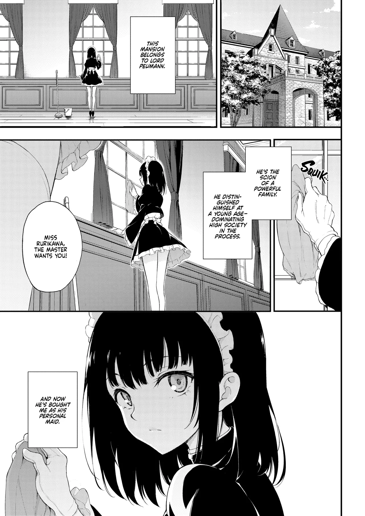 [Kyockchokyock (Kyockcho)]Maid Kyouiku. -Botsuraku Kizoku Rurikawa Tsubaki- | Maid Education: Fallen Aristocrat Rurikawa Tusbaki[English] [J18] [Decensored] [Digital] Page 2