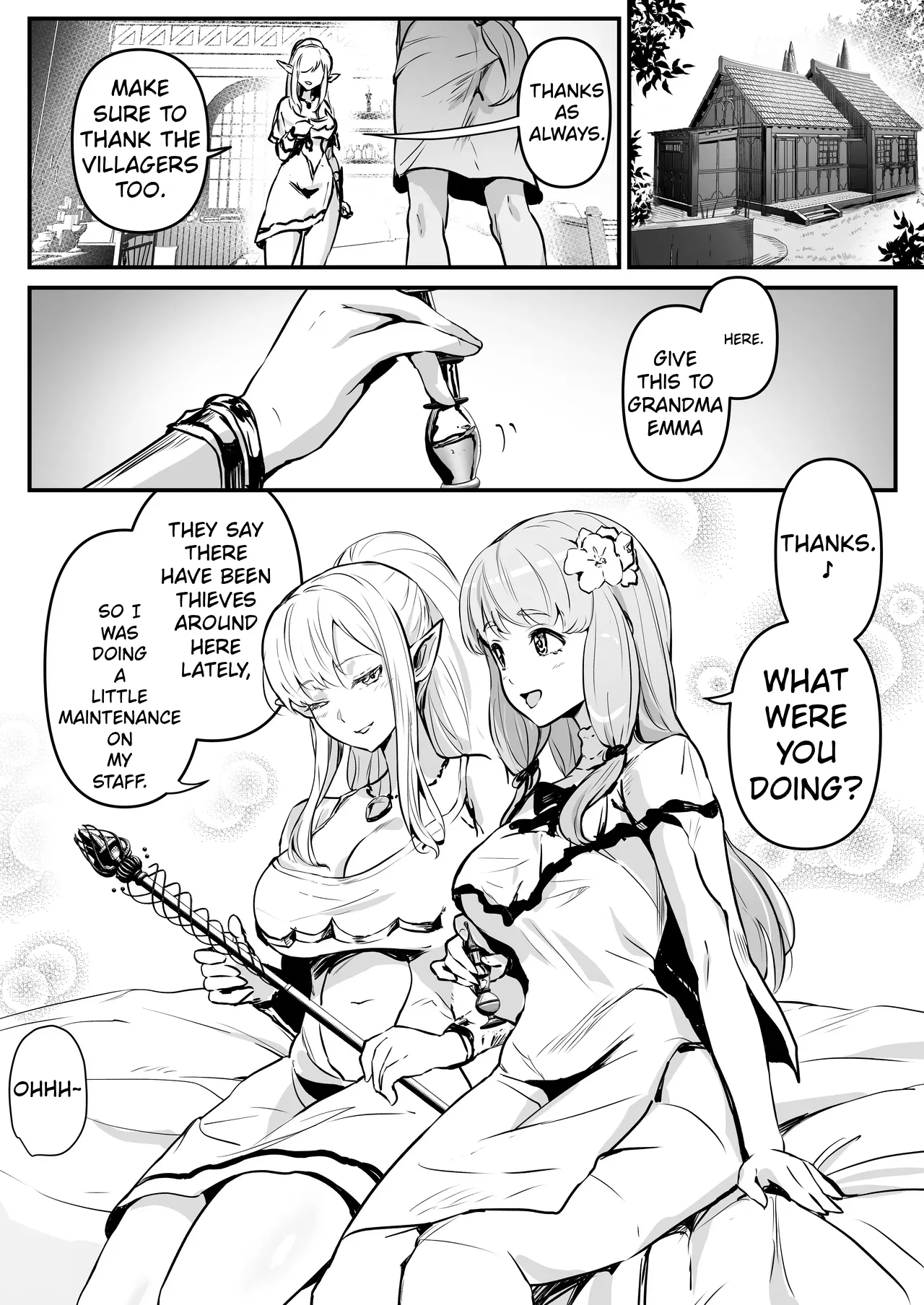 [Minaduki Nanana no TS Senichiya (Mishima Psycho)]Touzoku Combi ga Bishoujo Elf & Mura Musume to Irekawari Nottoru Hanashi | A story about a pair of thieves who swap bodies with a beautiful elf and a village girl and take over their lives.[English] [Digital] Page 2