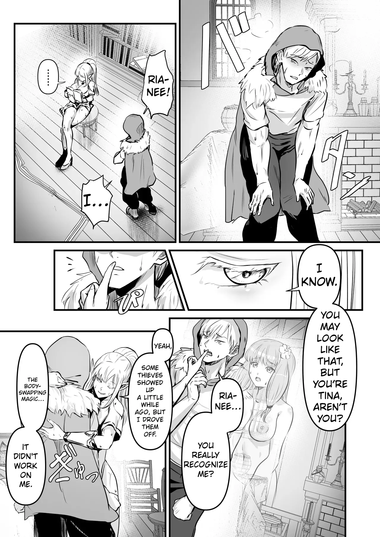 [Minaduki Nanana no TS Senichiya (Mishima Psycho)]Touzoku Combi ga Bishoujo Elf & Mura Musume to Irekawari Nottoru Hanashi | A story about a pair of thieves who swap bodies with a beautiful elf and a village girl and take over their lives.[English] [Digital] Page 21