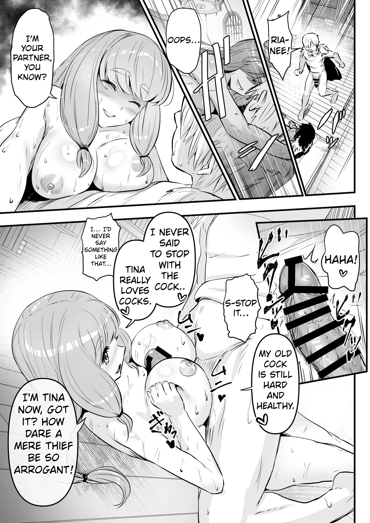 [Minaduki Nanana no TS Senichiya (Mishima Psycho)]Touzoku Combi ga Bishoujo Elf & Mura Musume to Irekawari Nottoru Hanashi | A story about a pair of thieves who swap bodies with a beautiful elf and a village girl and take over their lives.[English] [Digital] Page 34