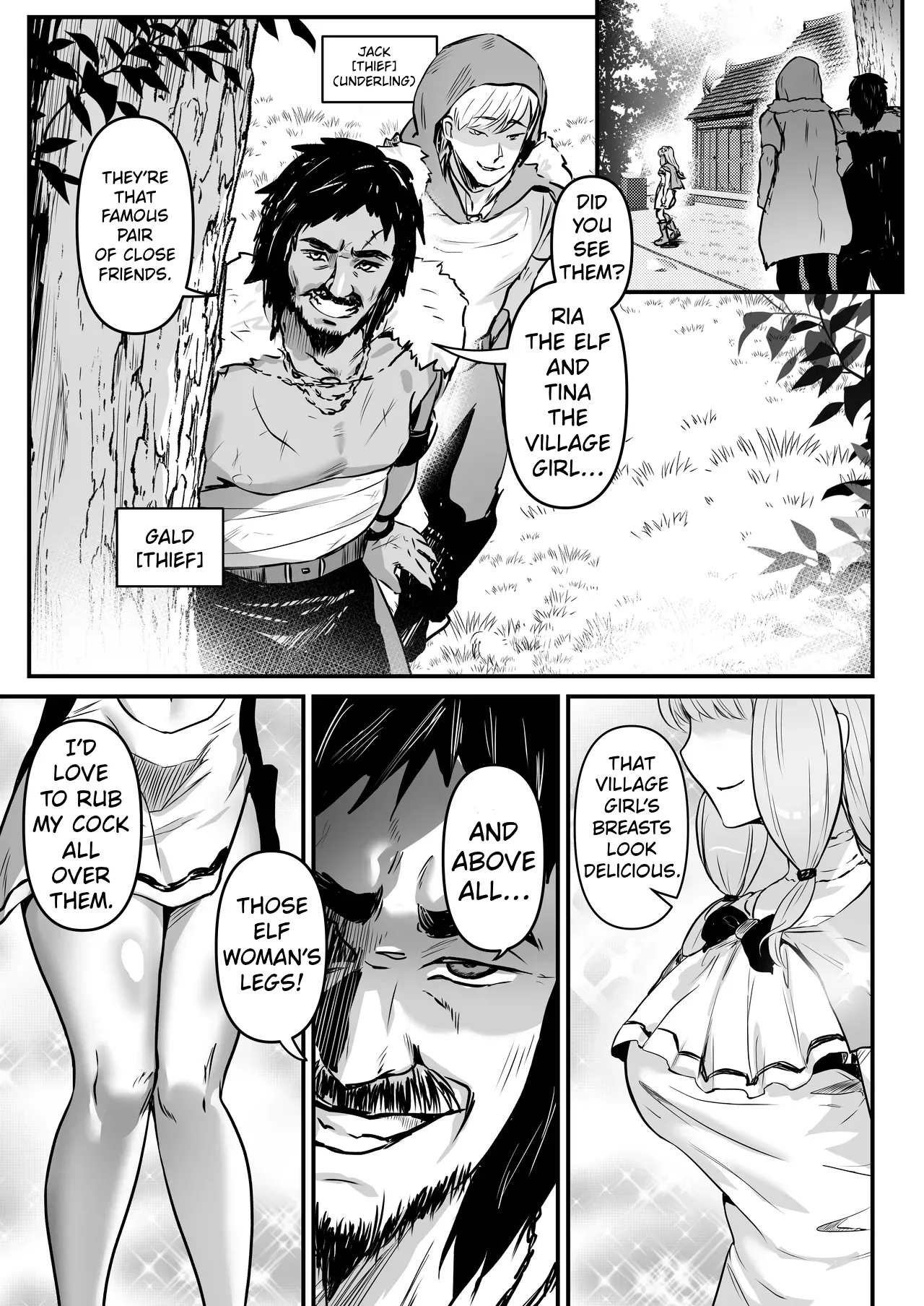 [Minaduki Nanana no TS Senichiya (Mishima Psycho)]Touzoku Combi ga Bishoujo Elf & Mura Musume to Irekawari Nottoru Hanashi | A story about a pair of thieves who swap bodies with a beautiful elf and a village girl and take over their lives.[English] [Digital] Page 4