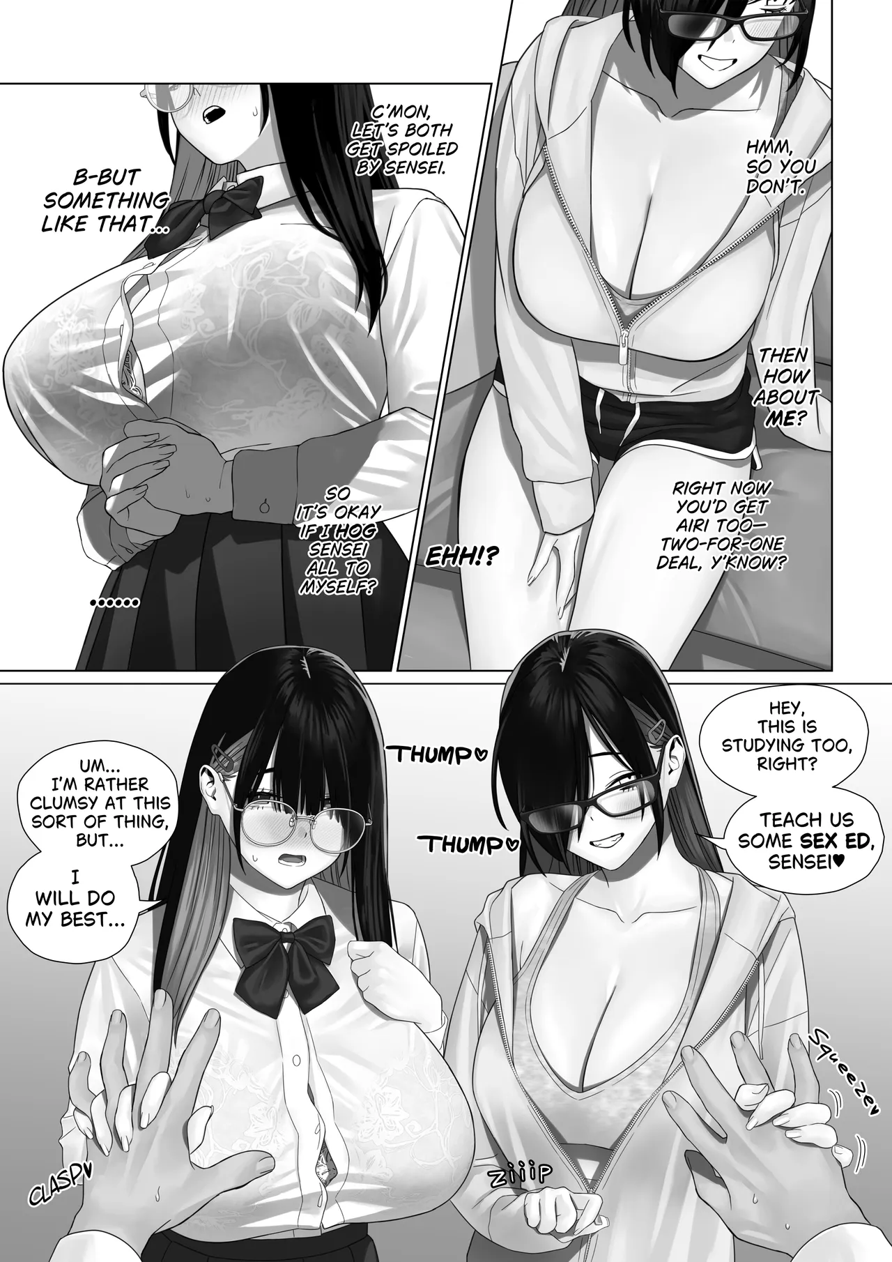 [Strekoza (Arakige Tanji)]Bakunyuu Shimai ni Oshiekomu | Training the Busty Sisters[English] Page 4
