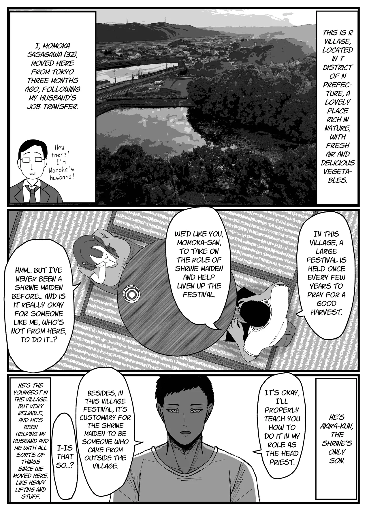 [JUNNkdou (JUNN)]Nagasareyasui Hitozuma (32) ga Inshuu Mura de Miko ni Matsuriagerare Chinpo Ochi Suru Hanashi 1 | A Married Woman (32) Is Chosen as a Sacred Maiden in a Remote Village Part 1[English] [Link-Link] [Digital] Page 3