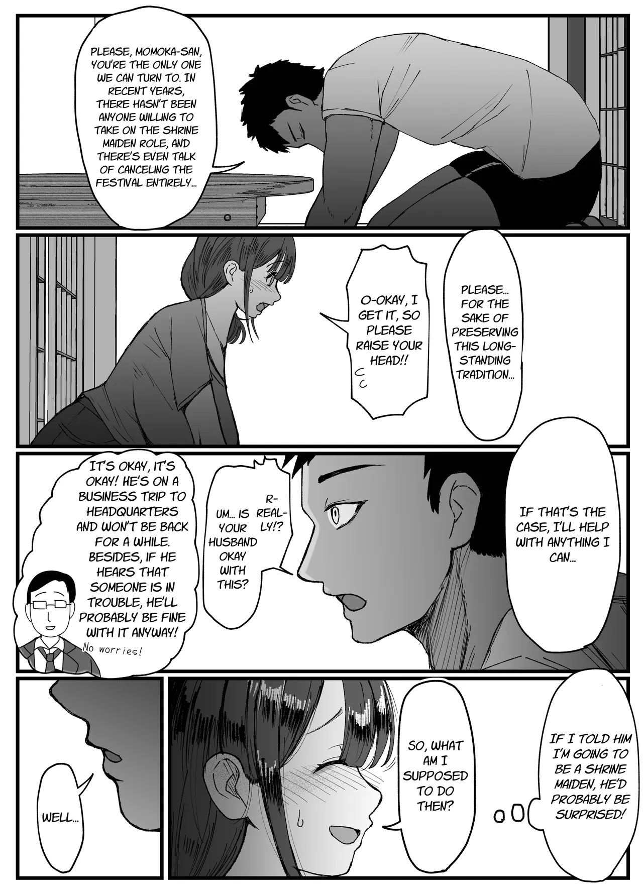 [JUNNkdou (JUNN)]Nagasareyasui Hitozuma (32) ga Inshuu Mura de Miko ni Matsuriagerare Chinpo Ochi Suru Hanashi 1 | A Married Woman (32) Is Chosen as a Sacred Maiden in a Remote Village Part 1[English] [Link-Link] [Digital] Page 4