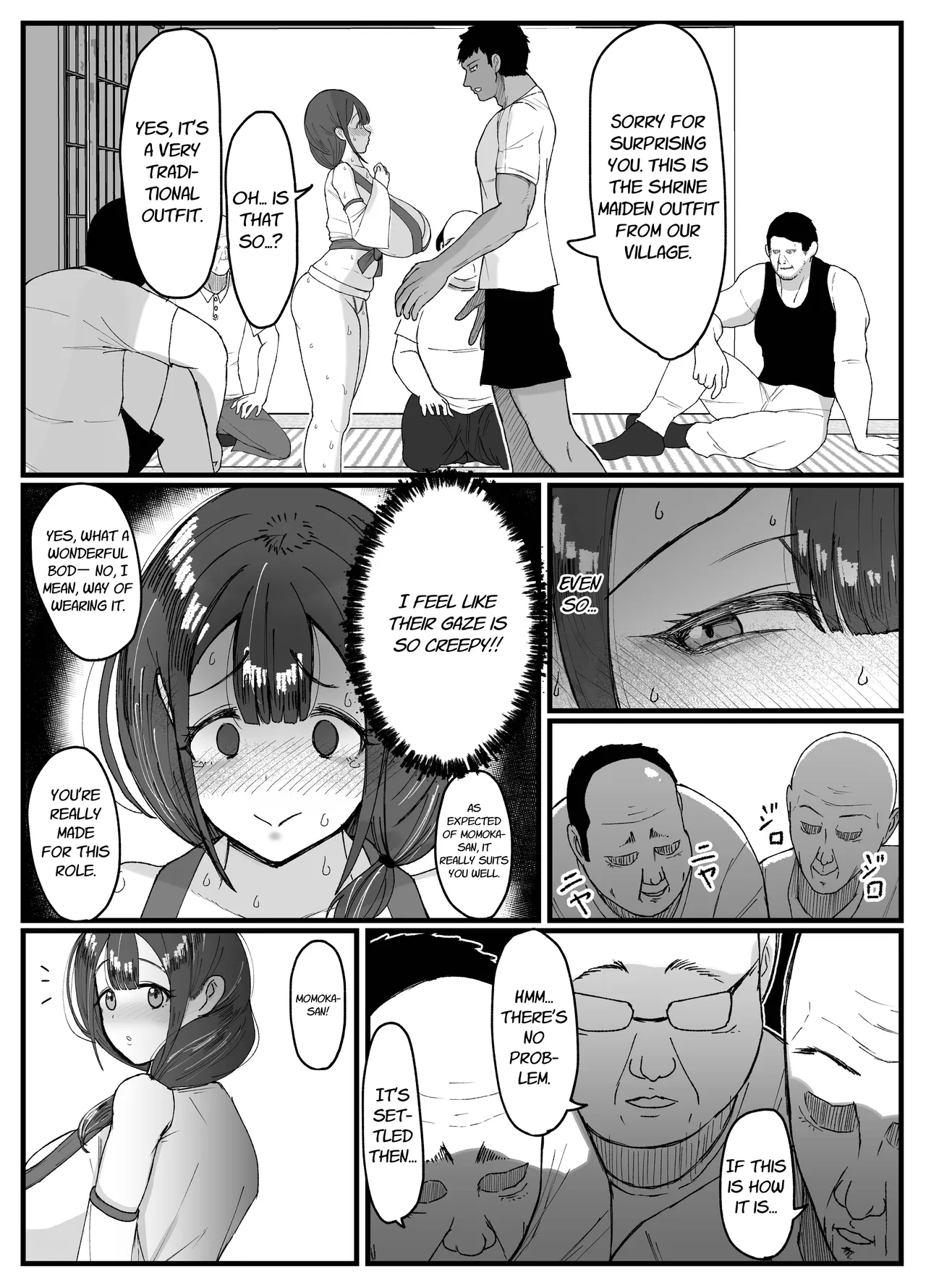 [JUNNkdou (JUNN)]Nagasareyasui Hitozuma (32) ga Inshuu Mura de Miko ni Matsuriagerare Chinpo Ochi Suru Hanashi 1 | A Married Woman (32) Is Chosen as a Sacred Maiden in a Remote Village Part 1[English] [Link-Link] [Digital] Page 6