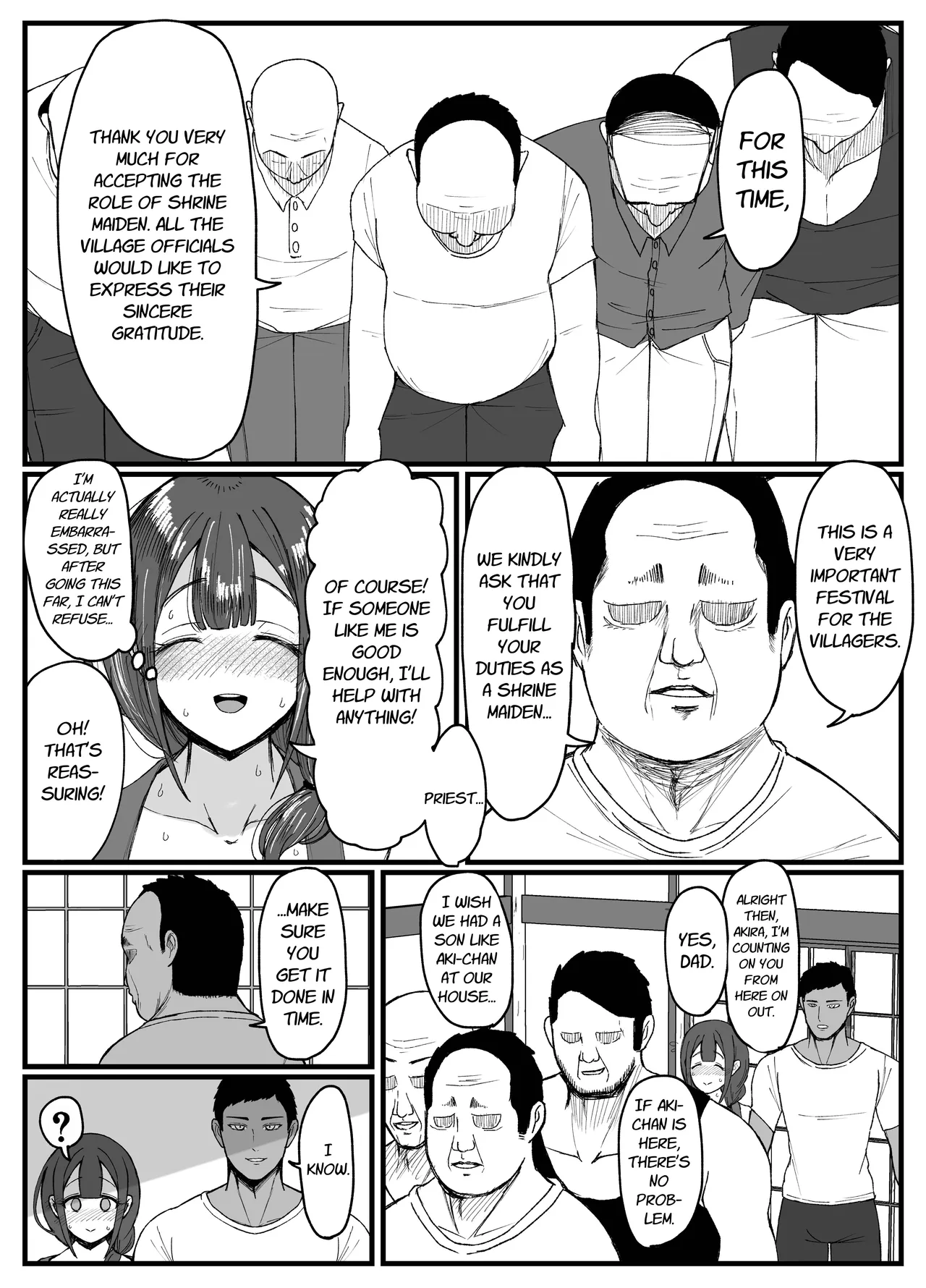[JUNNkdou (JUNN)]Nagasareyasui Hitozuma (32) ga Inshuu Mura de Miko ni Matsuriagerare Chinpo Ochi Suru Hanashi 1 | A Married Woman (32) Is Chosen as a Sacred Maiden in a Remote Village Part 1[English] [Link-Link] [Digital] Page 7
