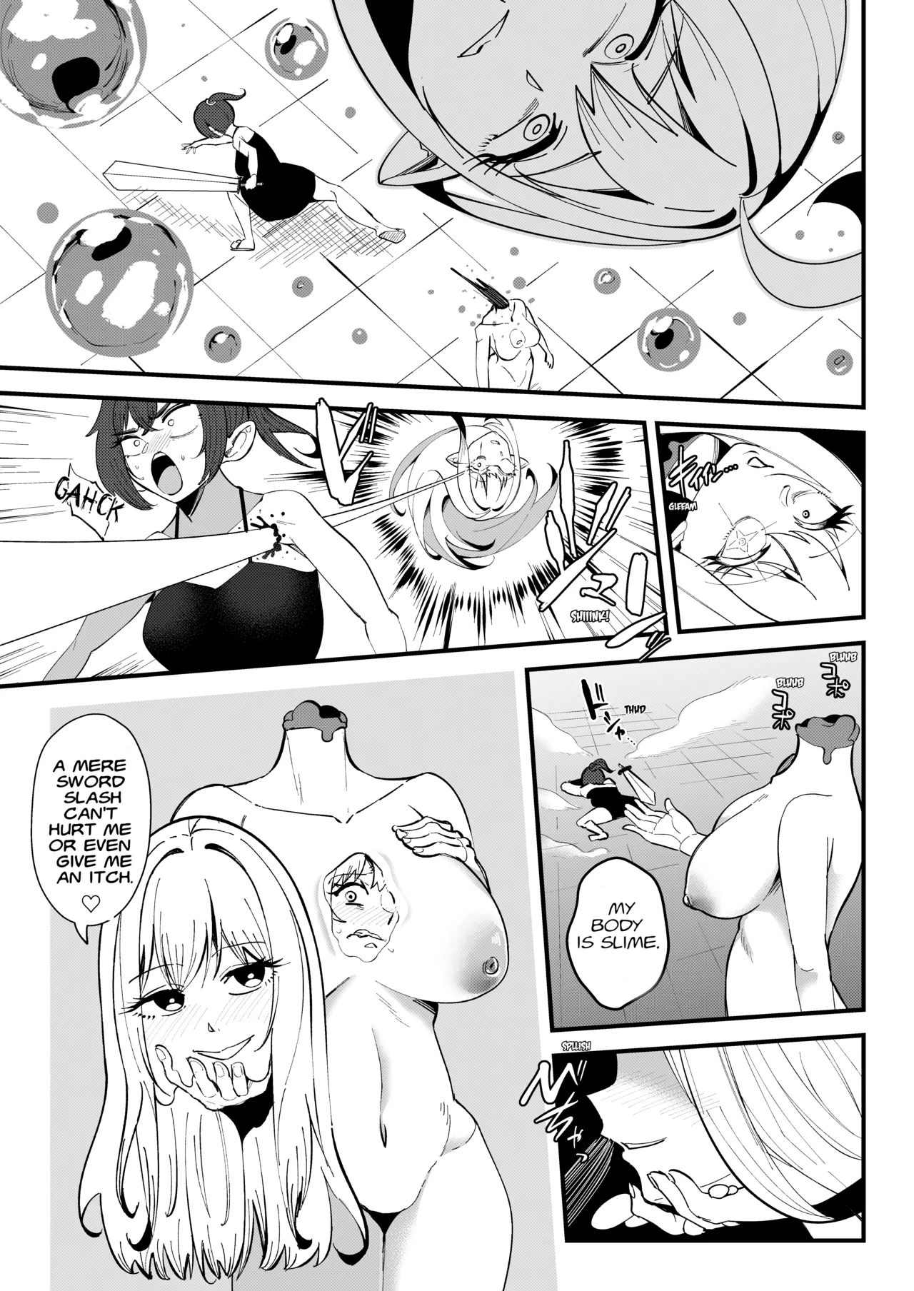 [Ijou Shiniki (Totorina)]Half Slime Elf no Kyuushuu Nyuuka ~Nakanaori Shita Shunkan ni Tokeru Onna Kenshi to Onna Majutsushi no Matsuro~ | The Half Slime Elf's Absorptive Boobification -- The Tragic End of the Swordswoman and Mage Who Melt Away the Moment They Reconcile[English] [Absorved] Page 12